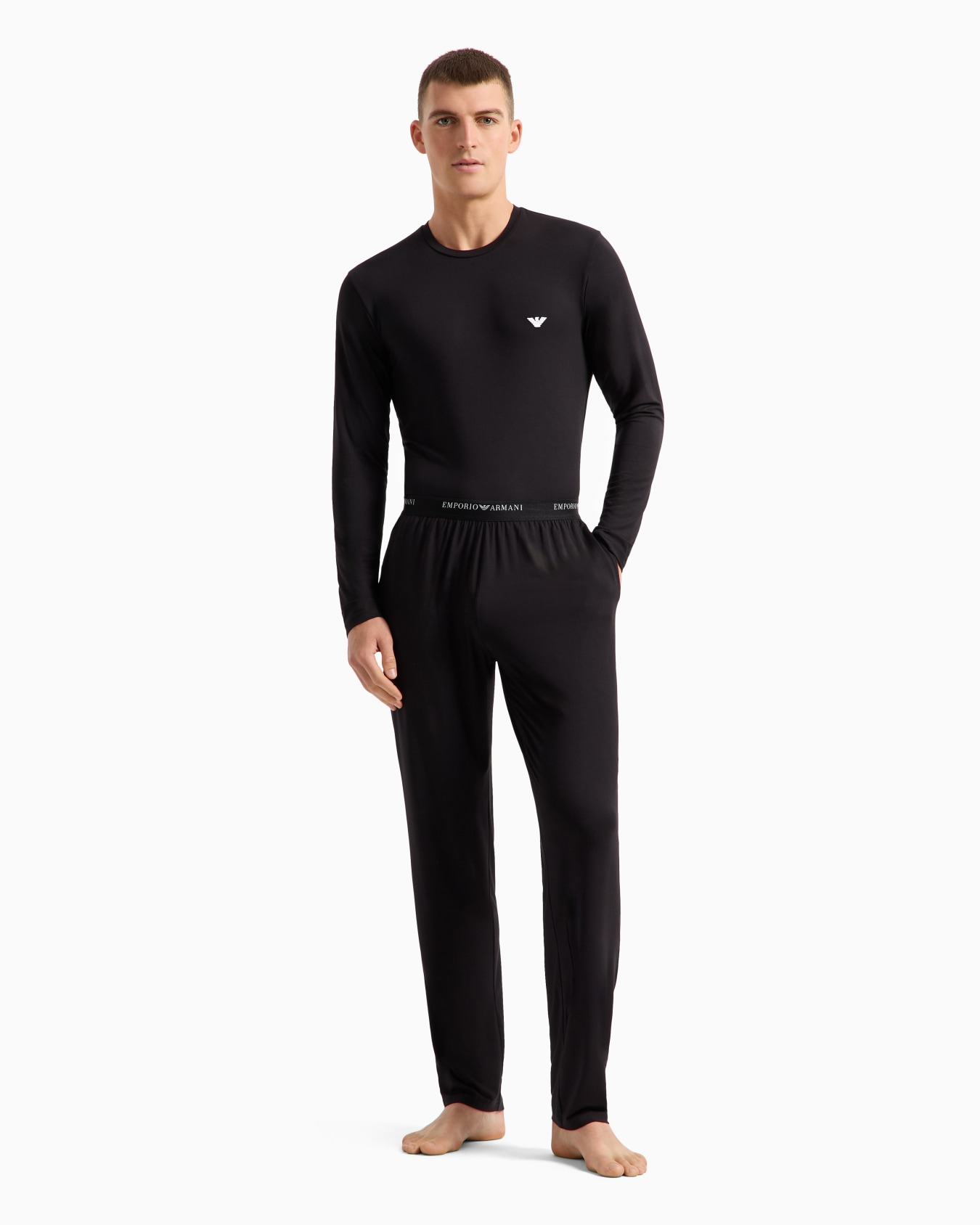 Pantalon de détente avec taille élastique logotypée en modal doux Diapositive 1