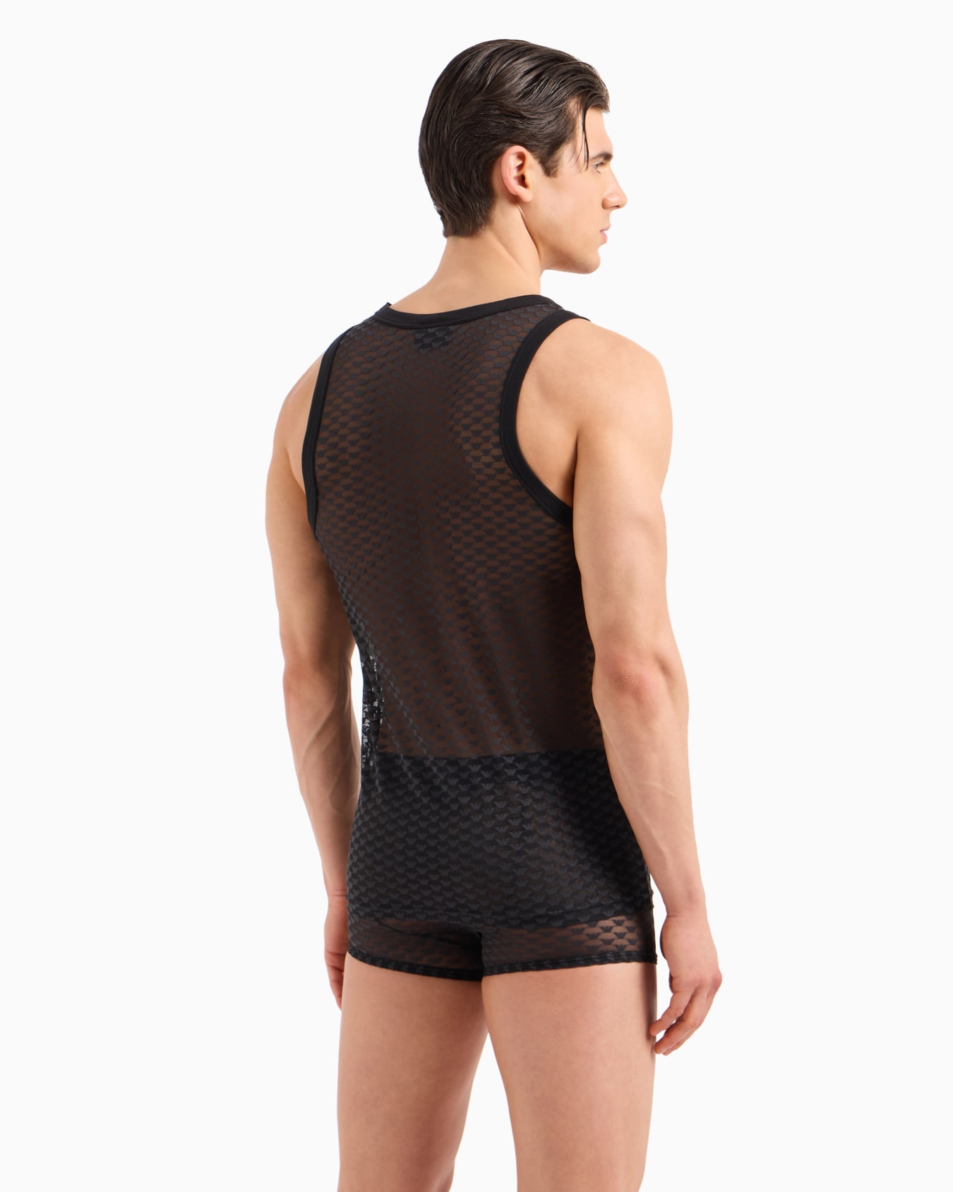 Jacquard mesh tank top with all-over eagle logo Slide 2