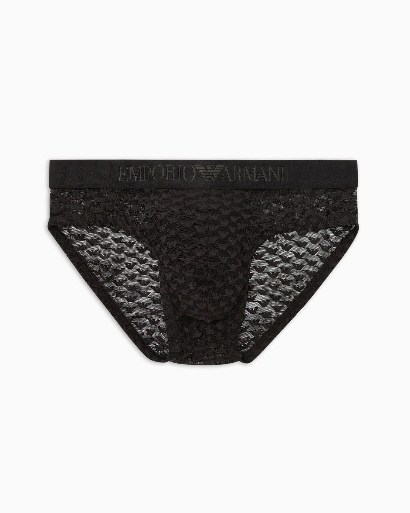 Jacquard mesh briefs with all-over eagle logo Slide 0