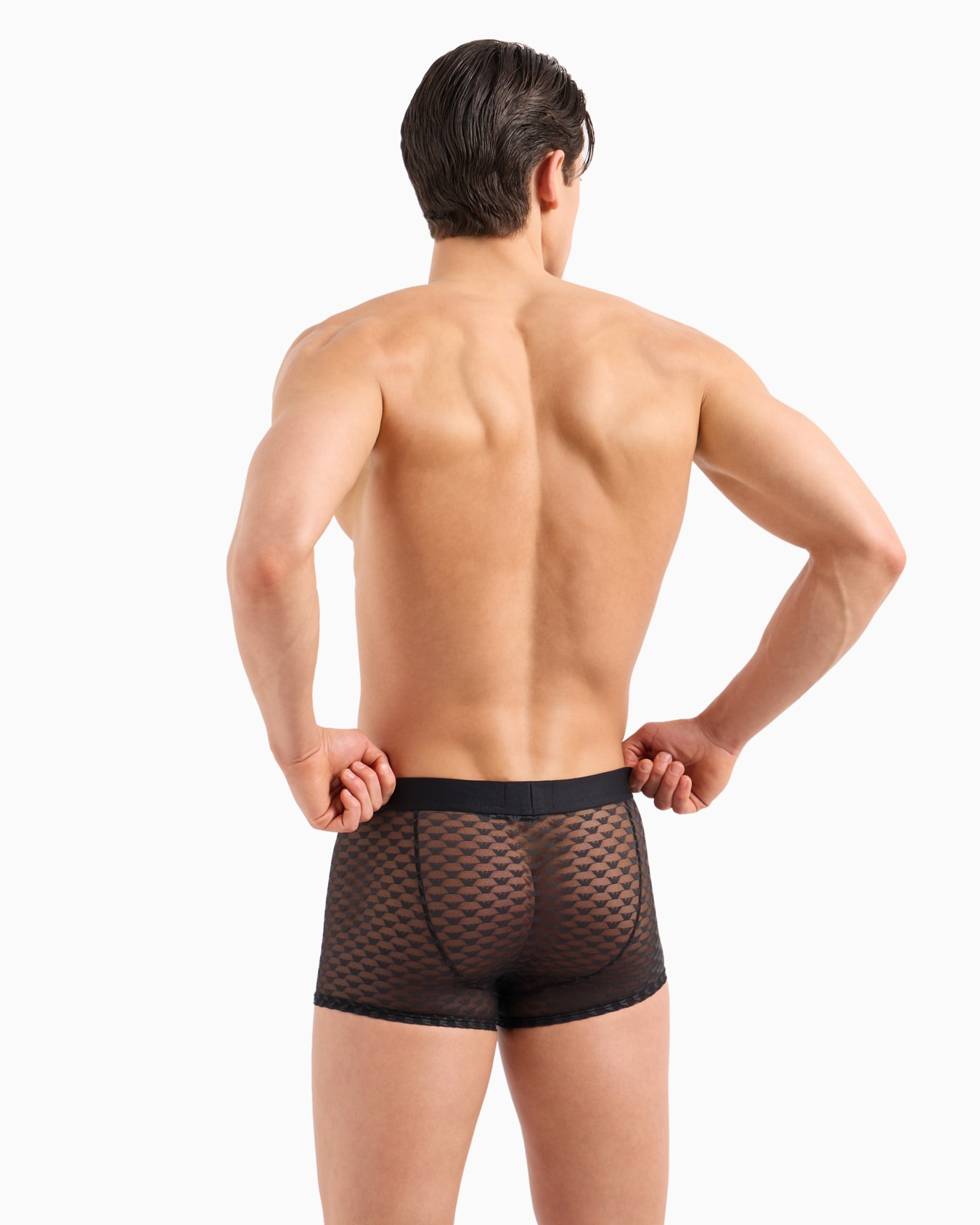 Jacquard mesh boxer briefs with all-over eagle logo Slide 2
