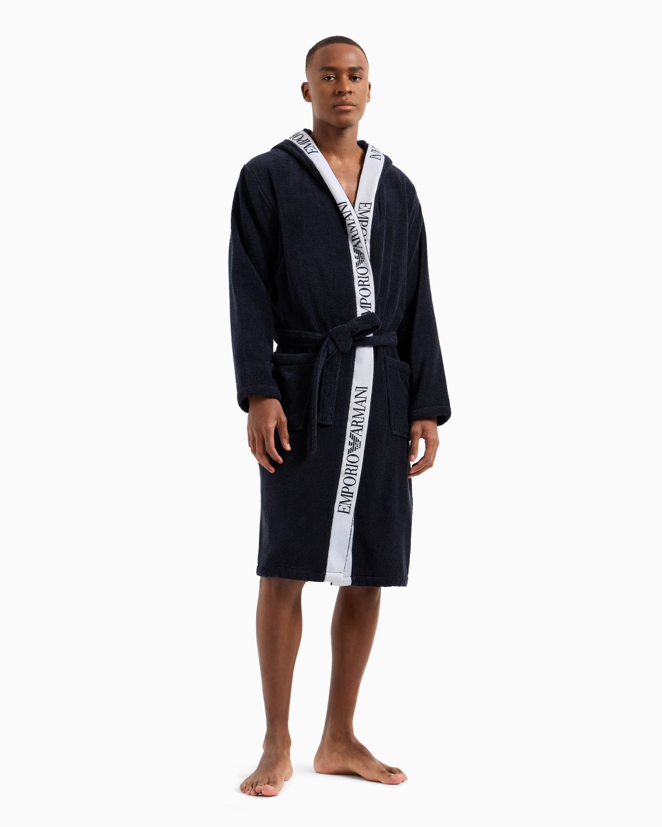 Terrycloth bathrobe with Logotape band Slide 1