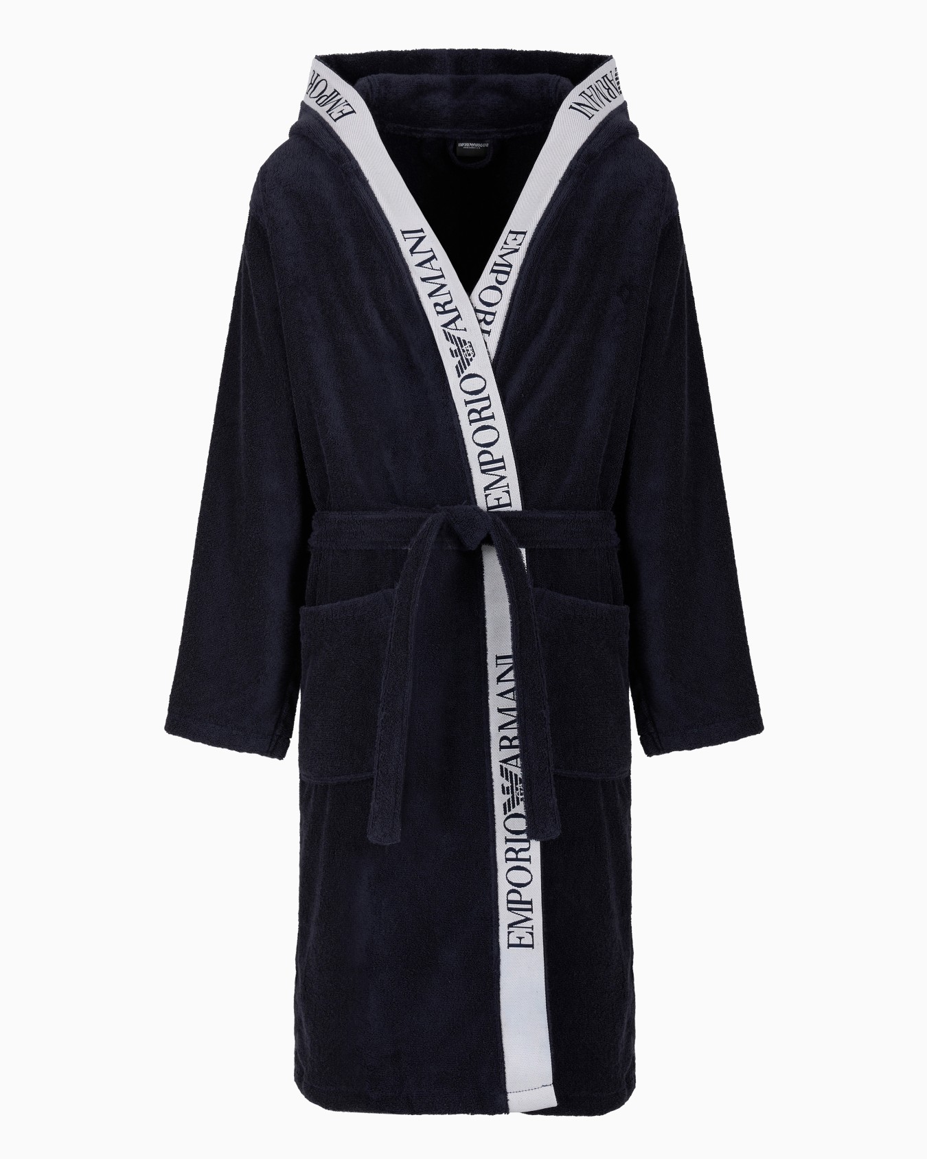 Terrycloth bathrobe with Logotape band Slide 0