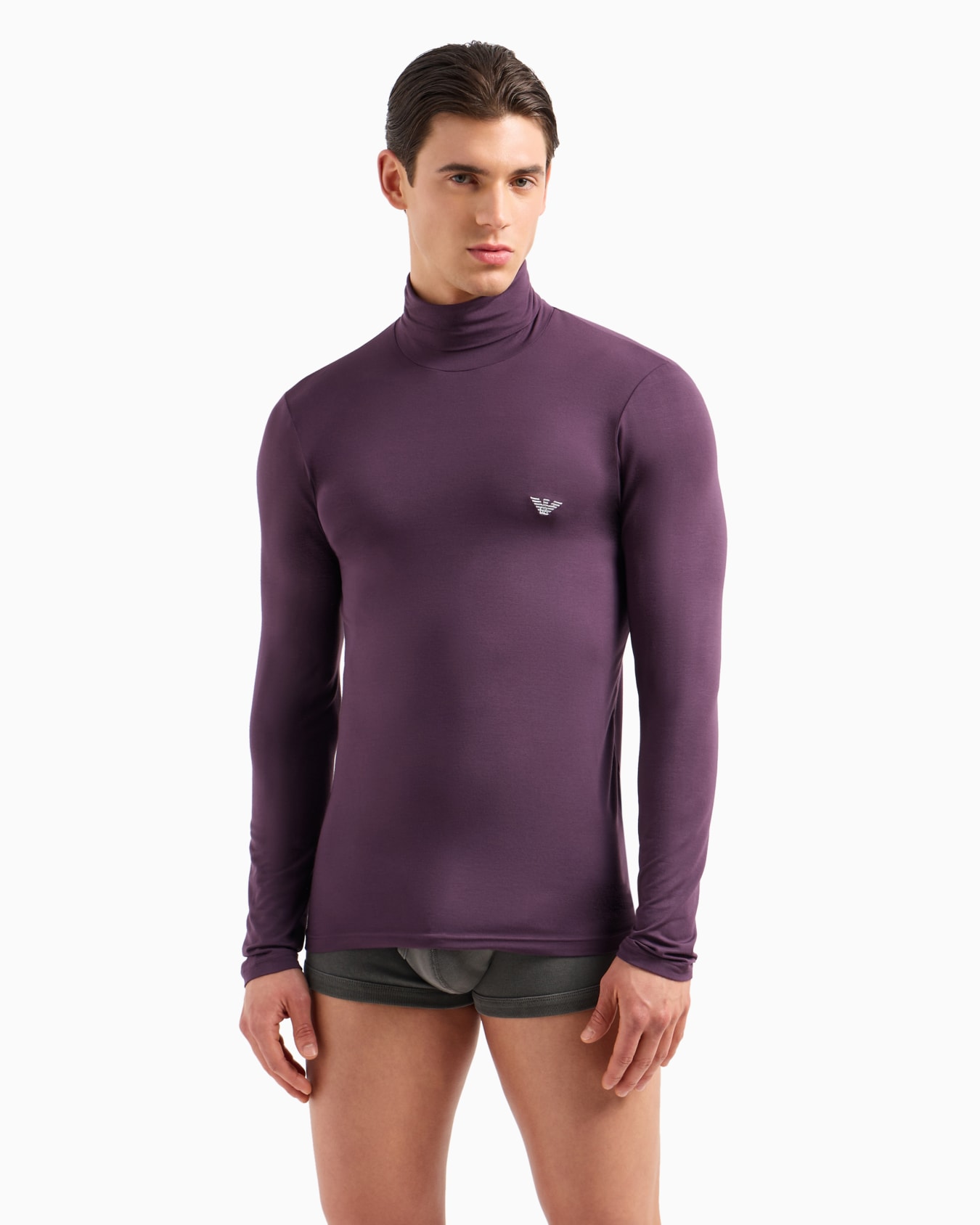 Loungewear fitted mock-neck top in cosy modal Slide 1