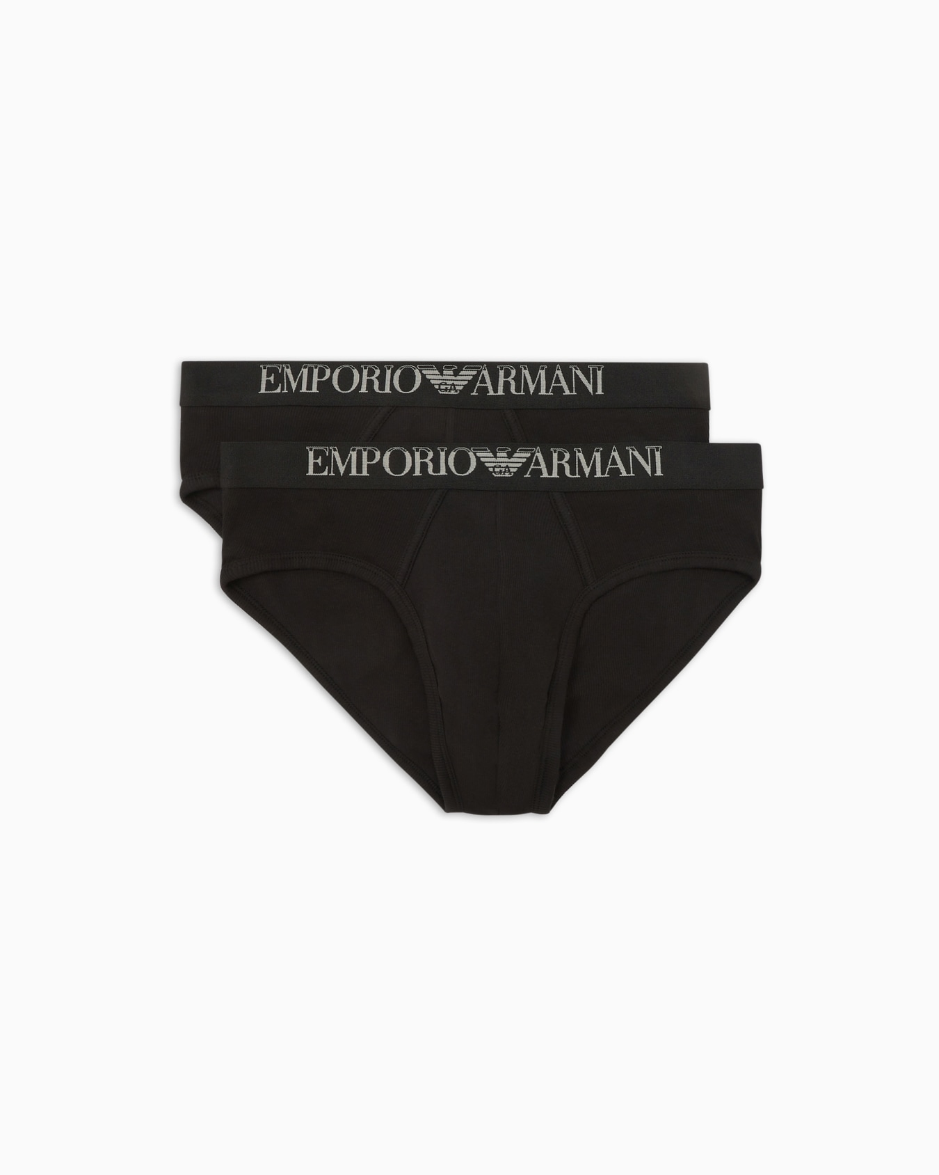 Lot de 2 slips en coton à fines côtes avec bande logotypée Diapositive 0