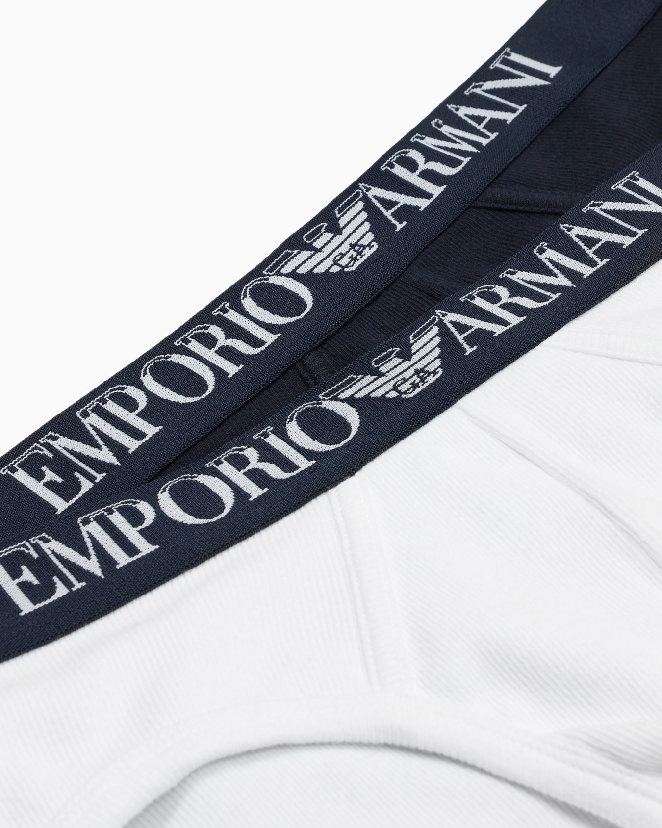 Paquete de dos calzoncillos slip en canalé de algodón con banda con logotipo Diapositiva 3