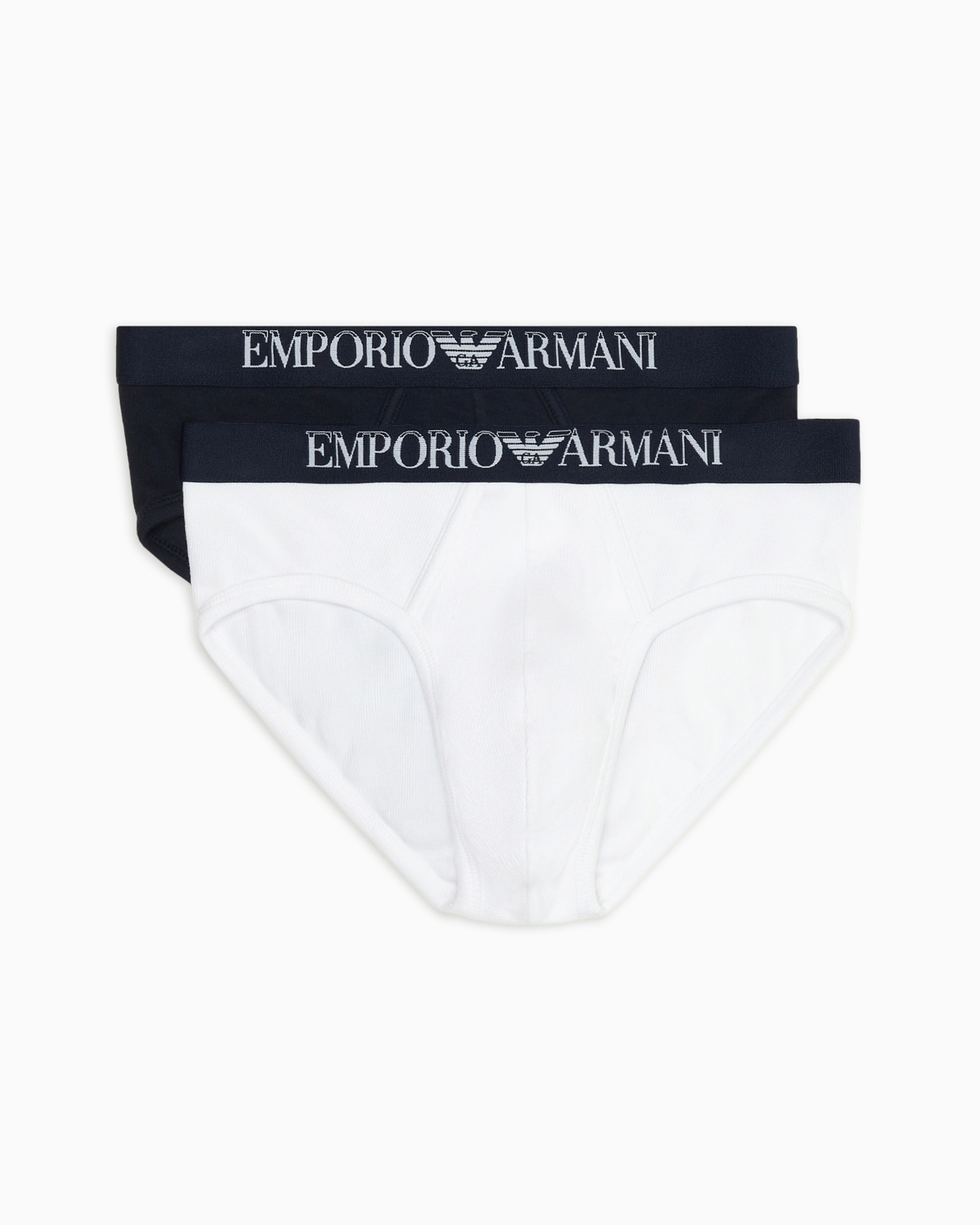 Two-pack of ribbed cotton briefs with logo band Slide 0