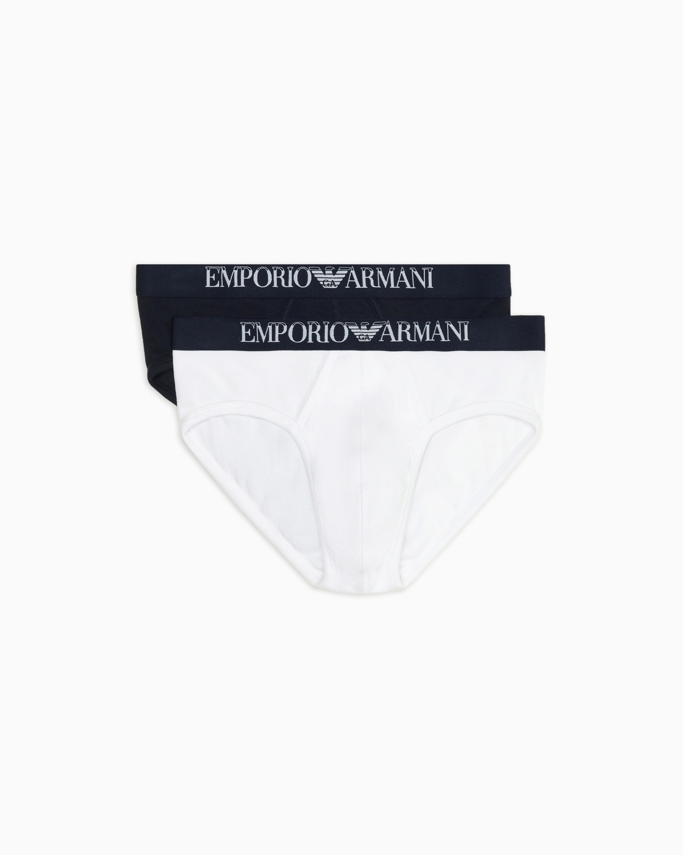 Paquete de dos calzoncillos slip en canalé de algodón con banda con logotipo Diapositiva 0