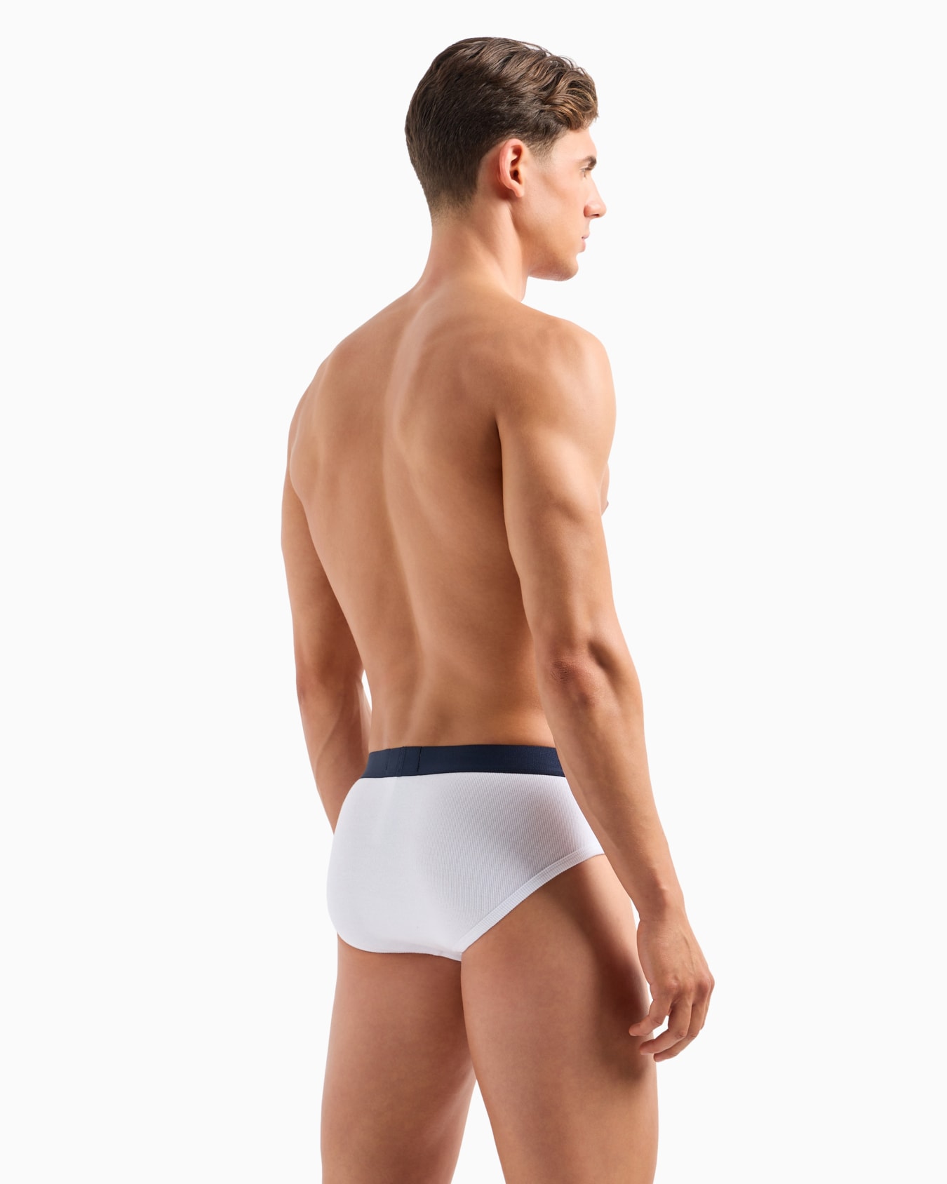 Paquete de dos calzoncillos slip en canalé de algodón con banda con logotipo Diapositiva 2