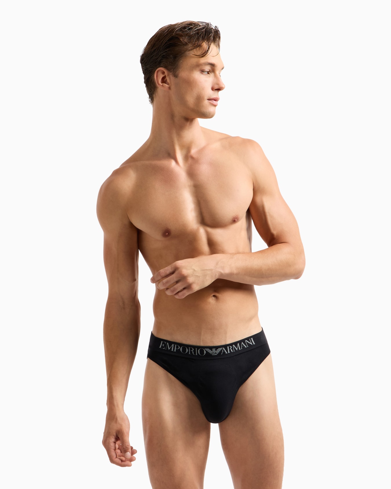 Seamless fabric briefs with logo waistband Slide 1