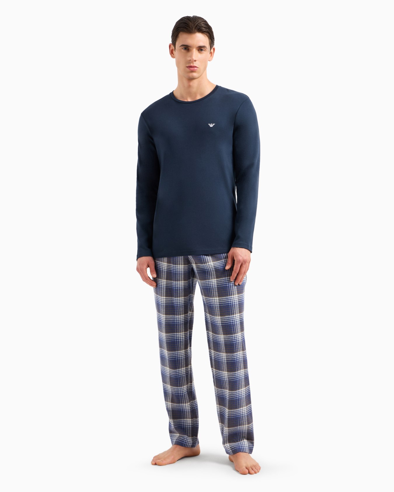 Pyjama avec pantalon en flanelle jacquard à motif all over Diapositive 1