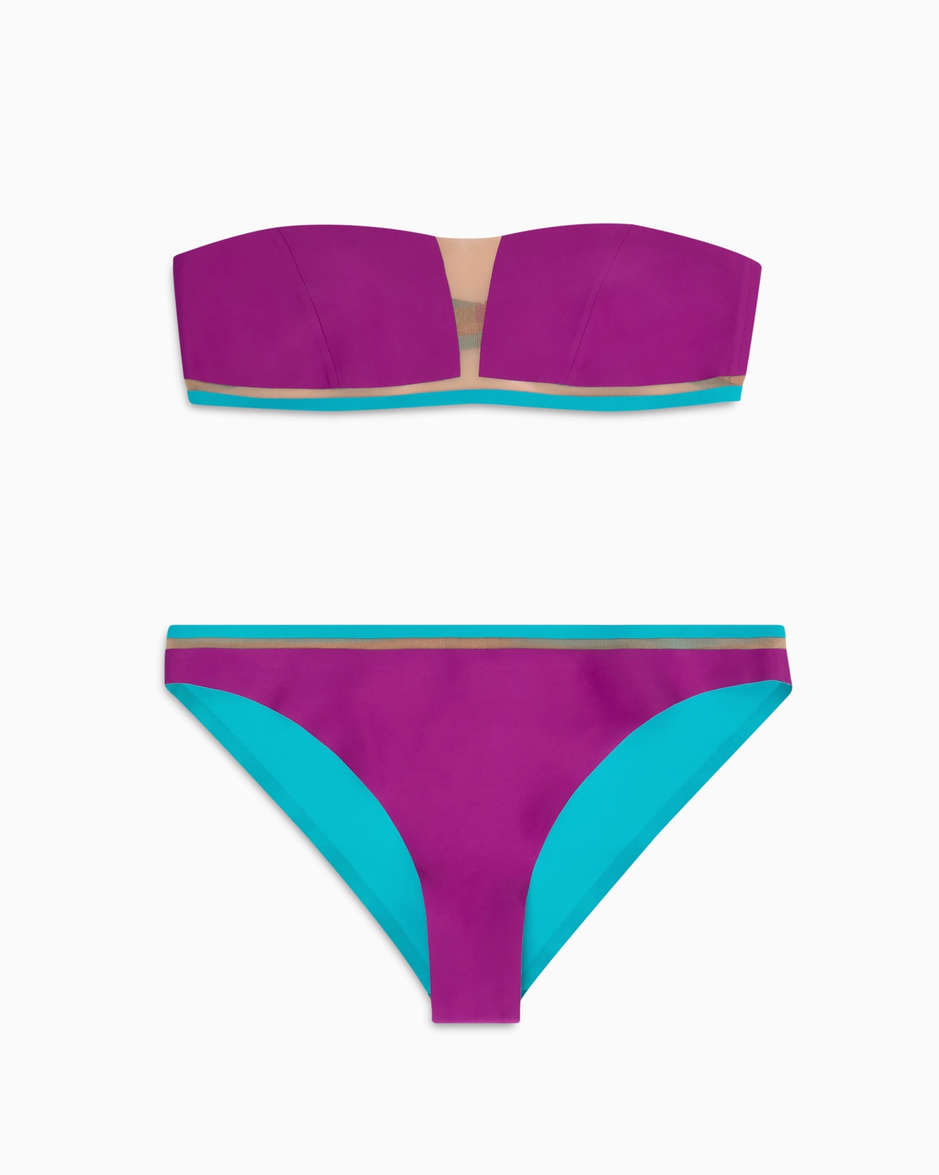 Bikini a fascia con dettagli in tulle Slide 0