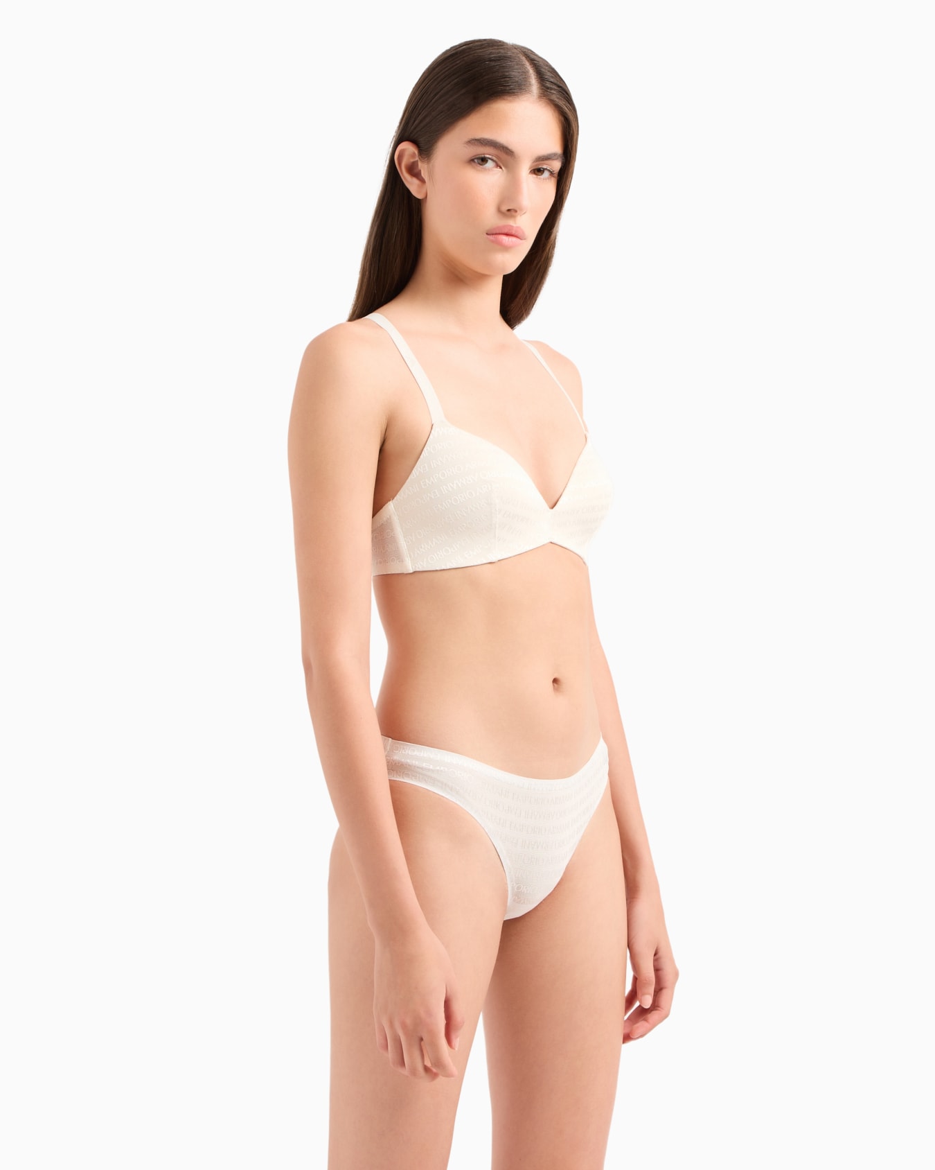 ASV padded triangle bra in recycled bonded mesh with all-over logo lettering Slide 1