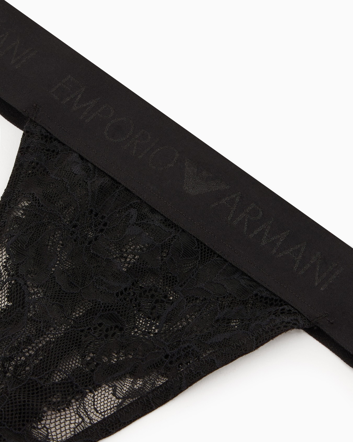 ASV Eternal Lace thong in recycled lace with logo waist Slide 3