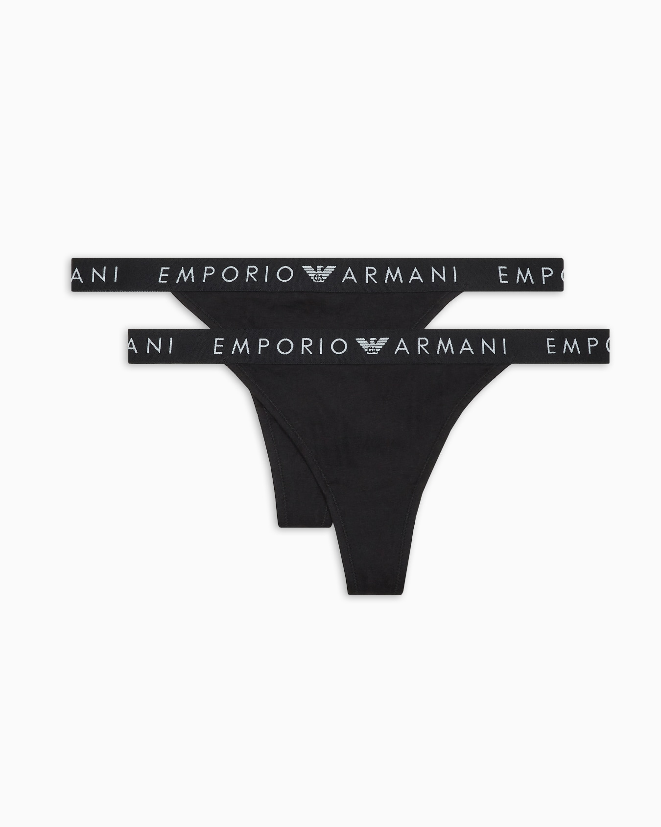 Two-pack of ASV Iconic organic-cotton thongs with logo waistband Slide 0