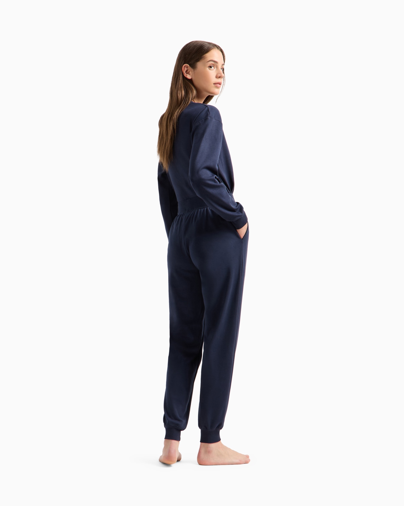 Pijama con sudadera y pantalones de punto interlock con logotipo Diapositiva 2