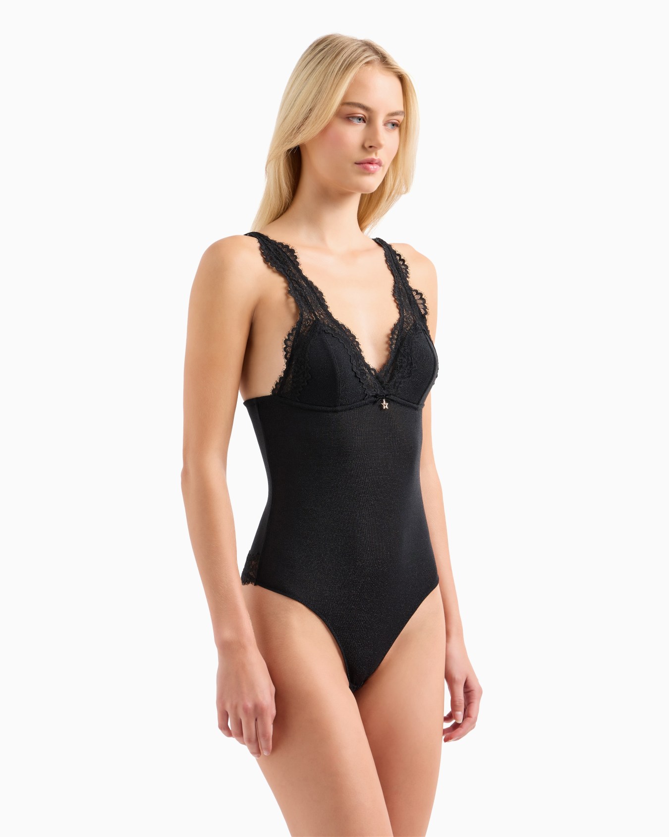 Lurex-knit Brazilian briefs bodysuit Slide 1