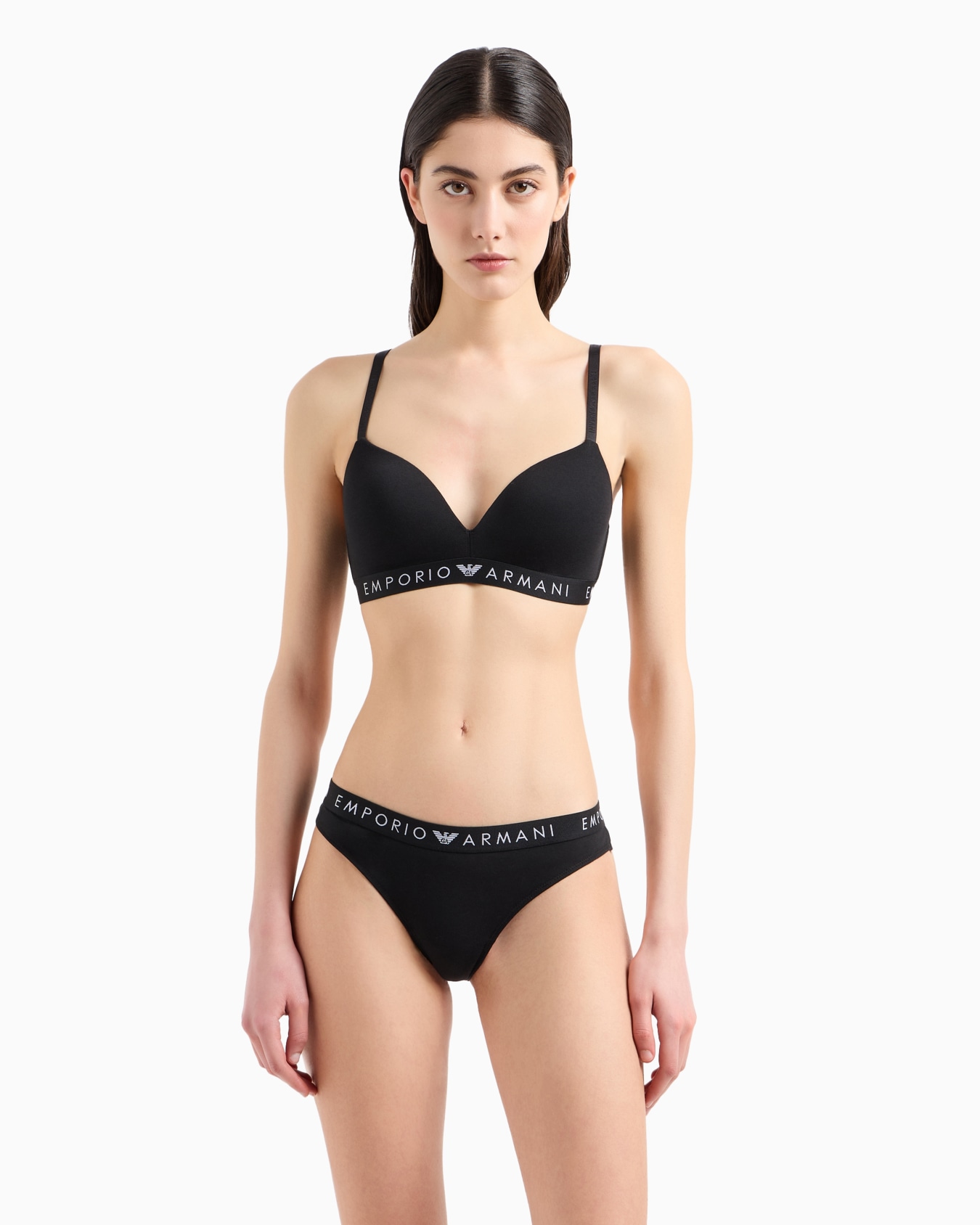 ASV Iconic organic-cotton, padded triangle bra with logo underband Slide 1