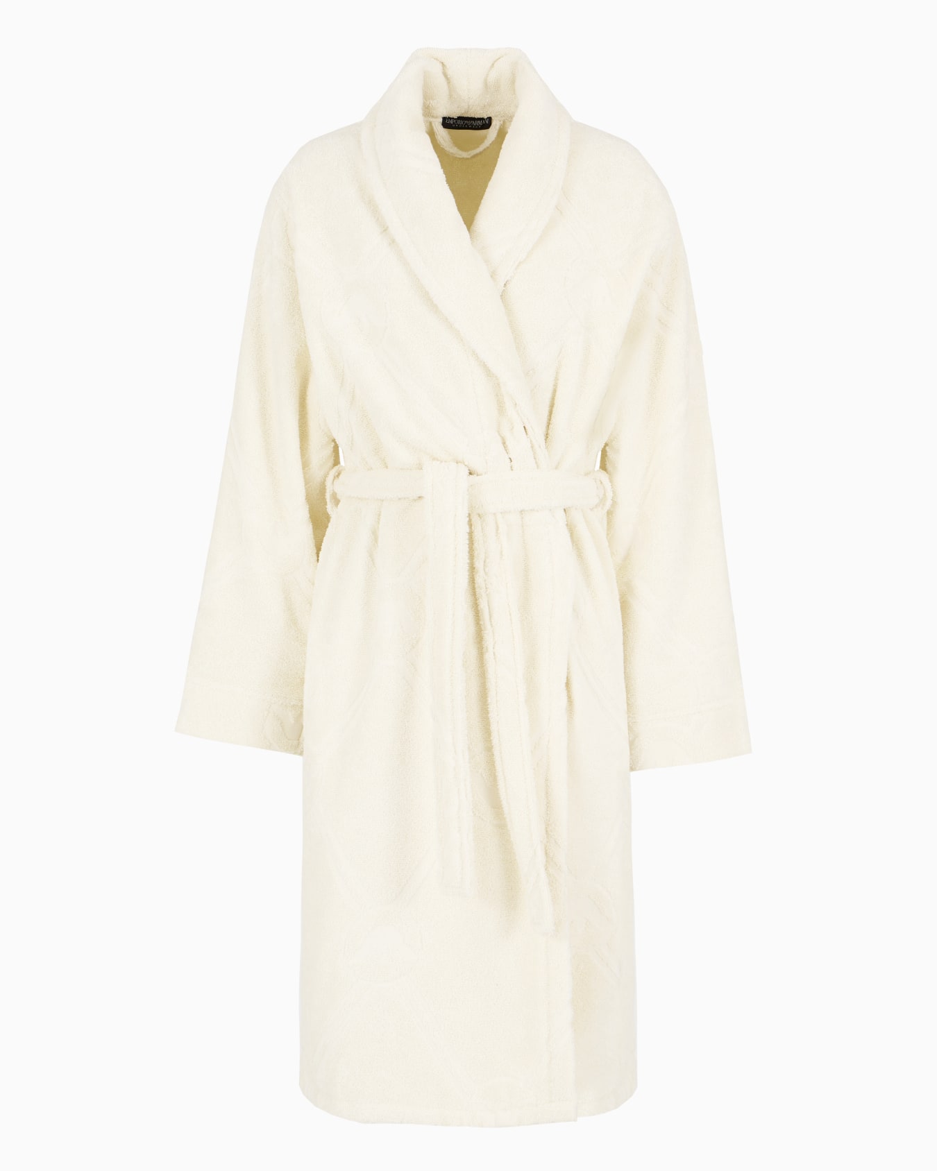 Cotton terry bathrobe with monogram logo Slide 0