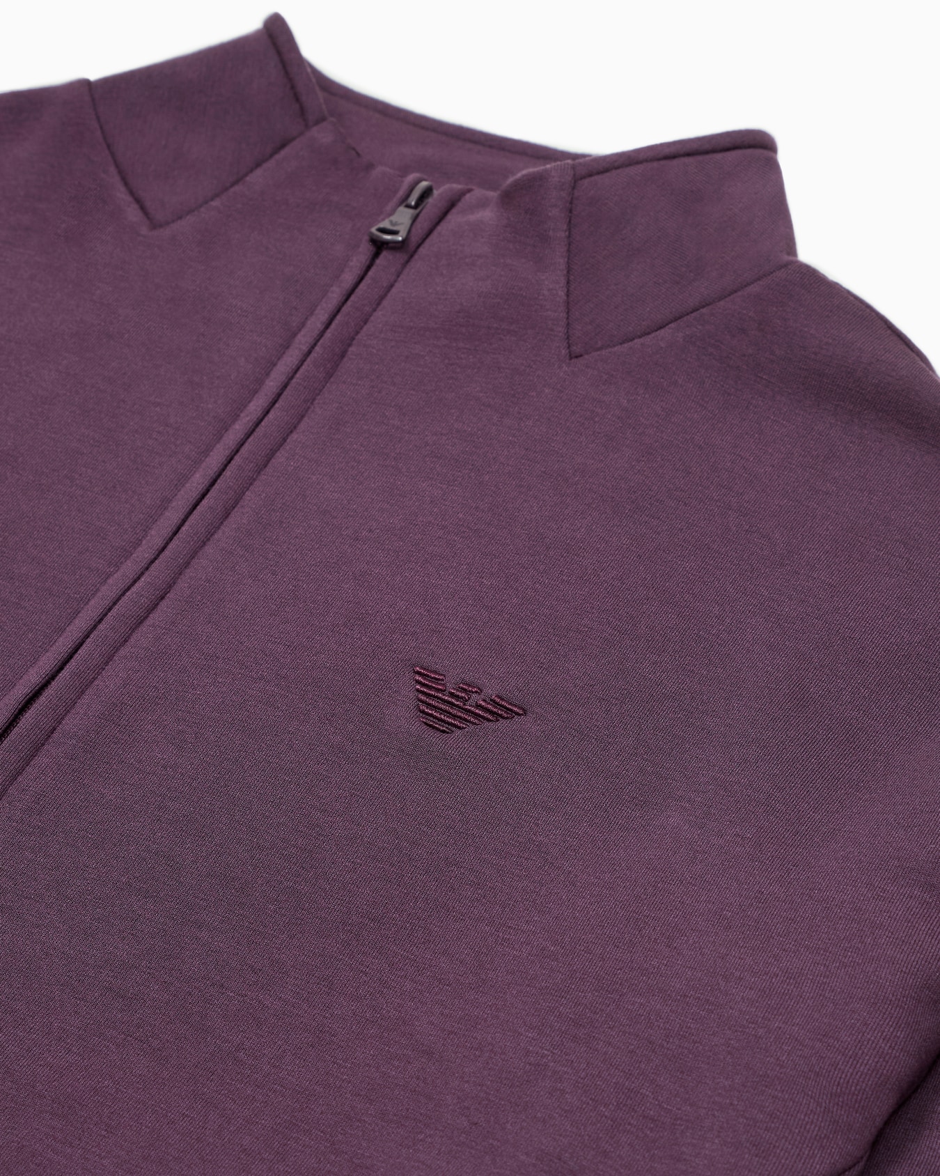 Full-zip loungewear sweatshirt in viscose with micro eagle embroidery Slide 3