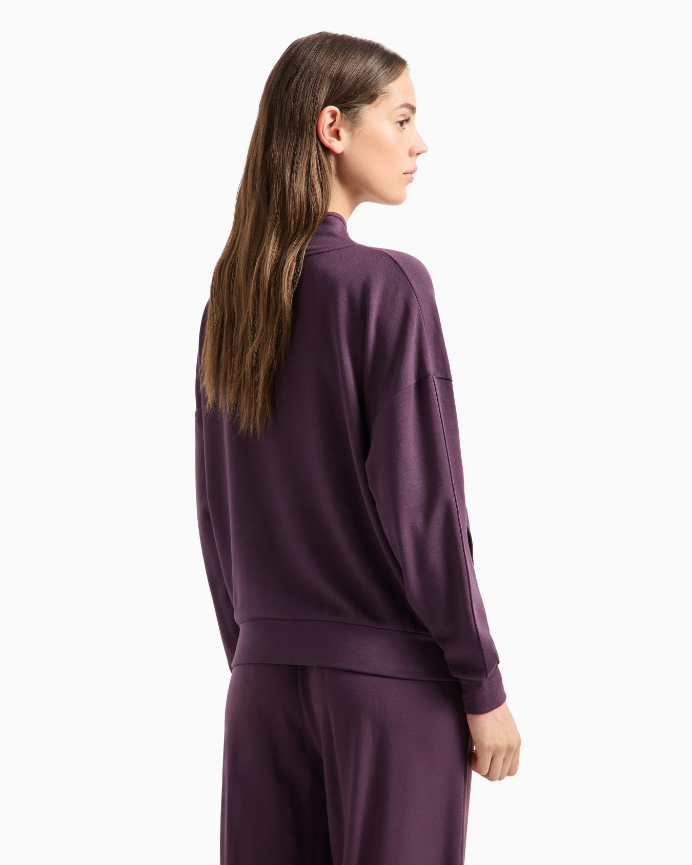 Full-zip loungewear sweatshirt in viscose with micro eagle embroidery Slide 2