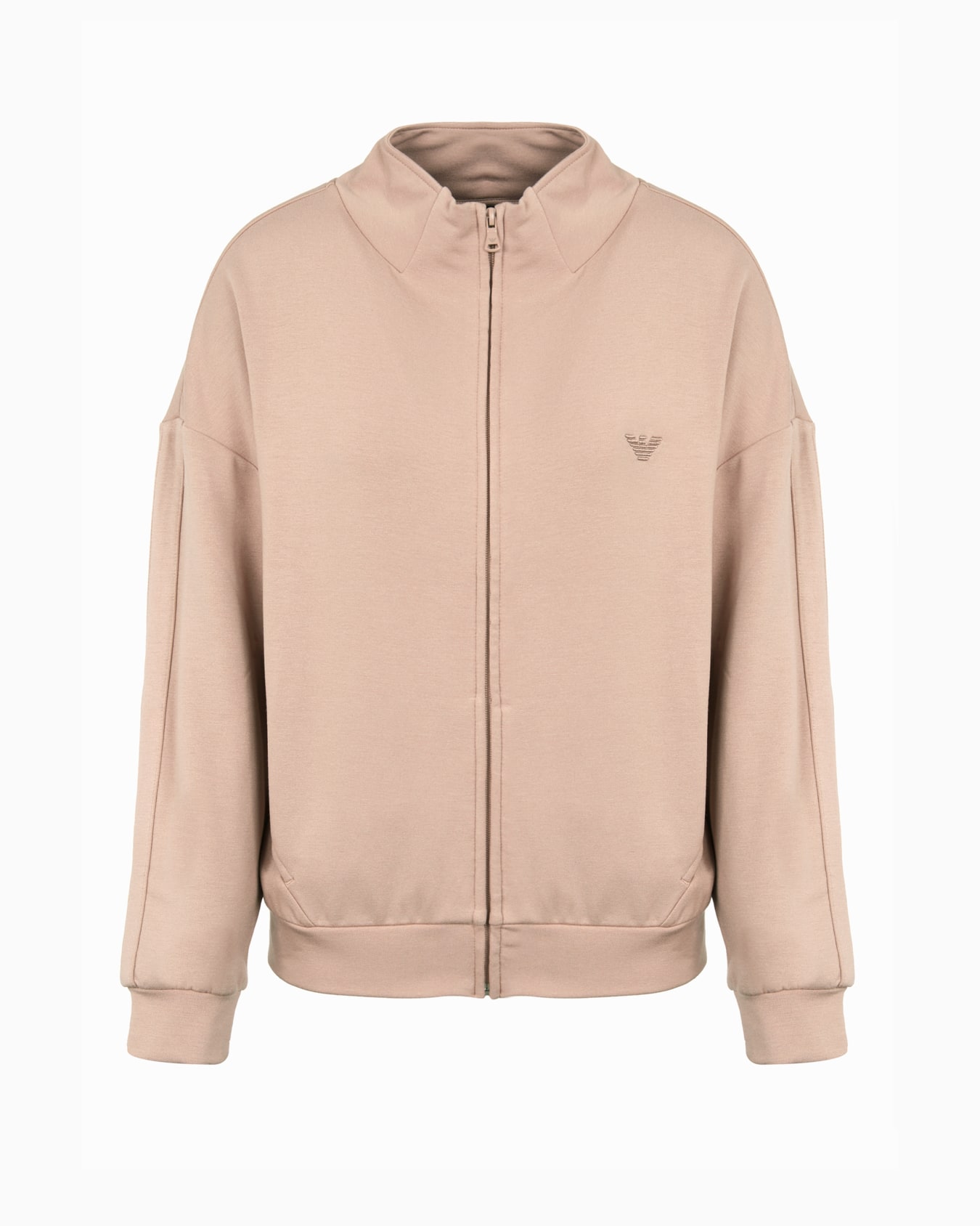 Full-zip loungewear sweatshirt in viscose with micro eagle embroidery Slide 0