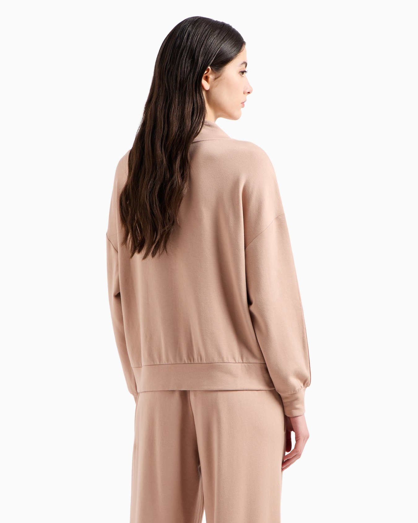 Full-zip loungewear sweatshirt in viscose with micro eagle embroidery Slide 2