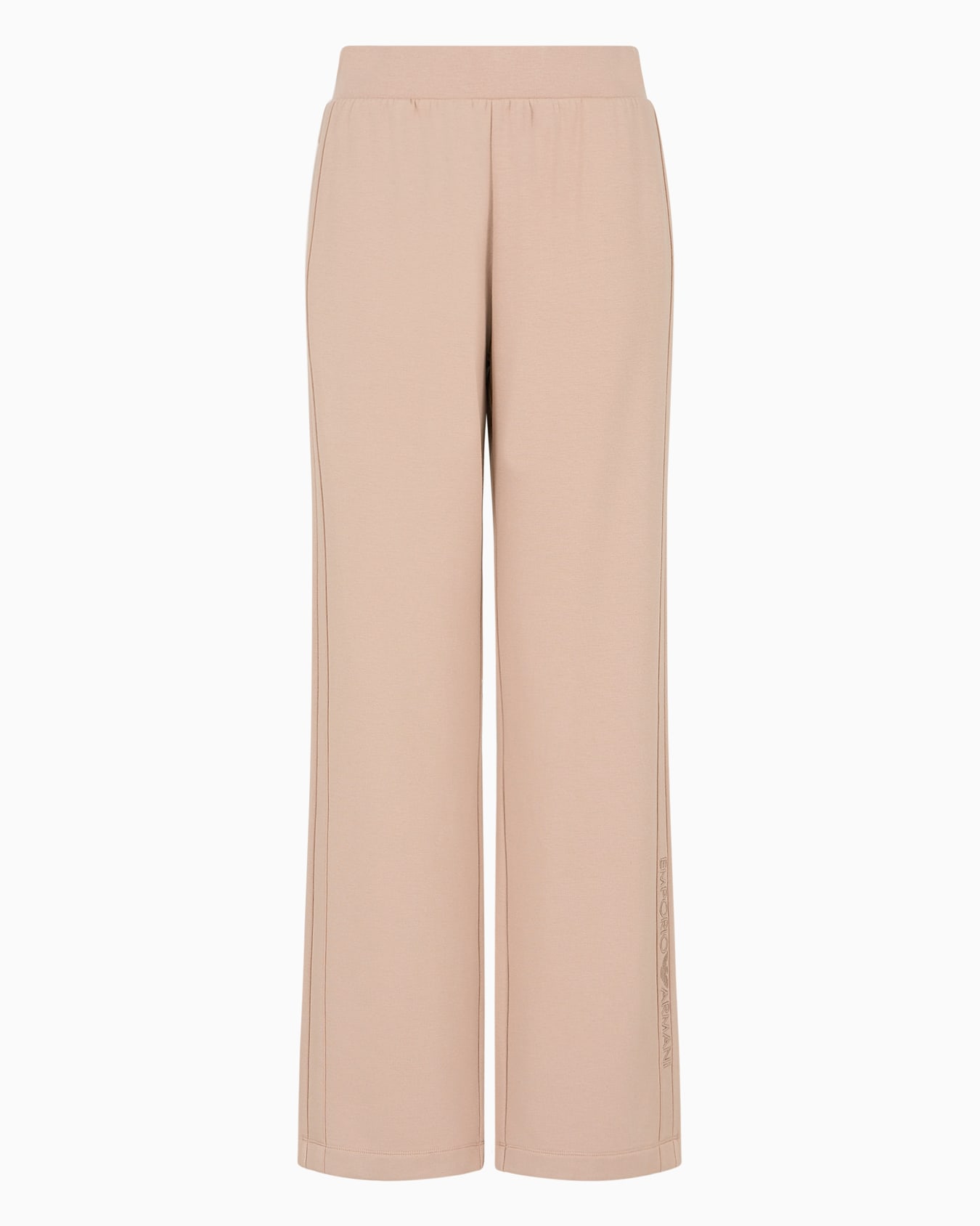 Pantalon de détente couple ample en viscose avec logo brodé sur le côté Diapositive 0