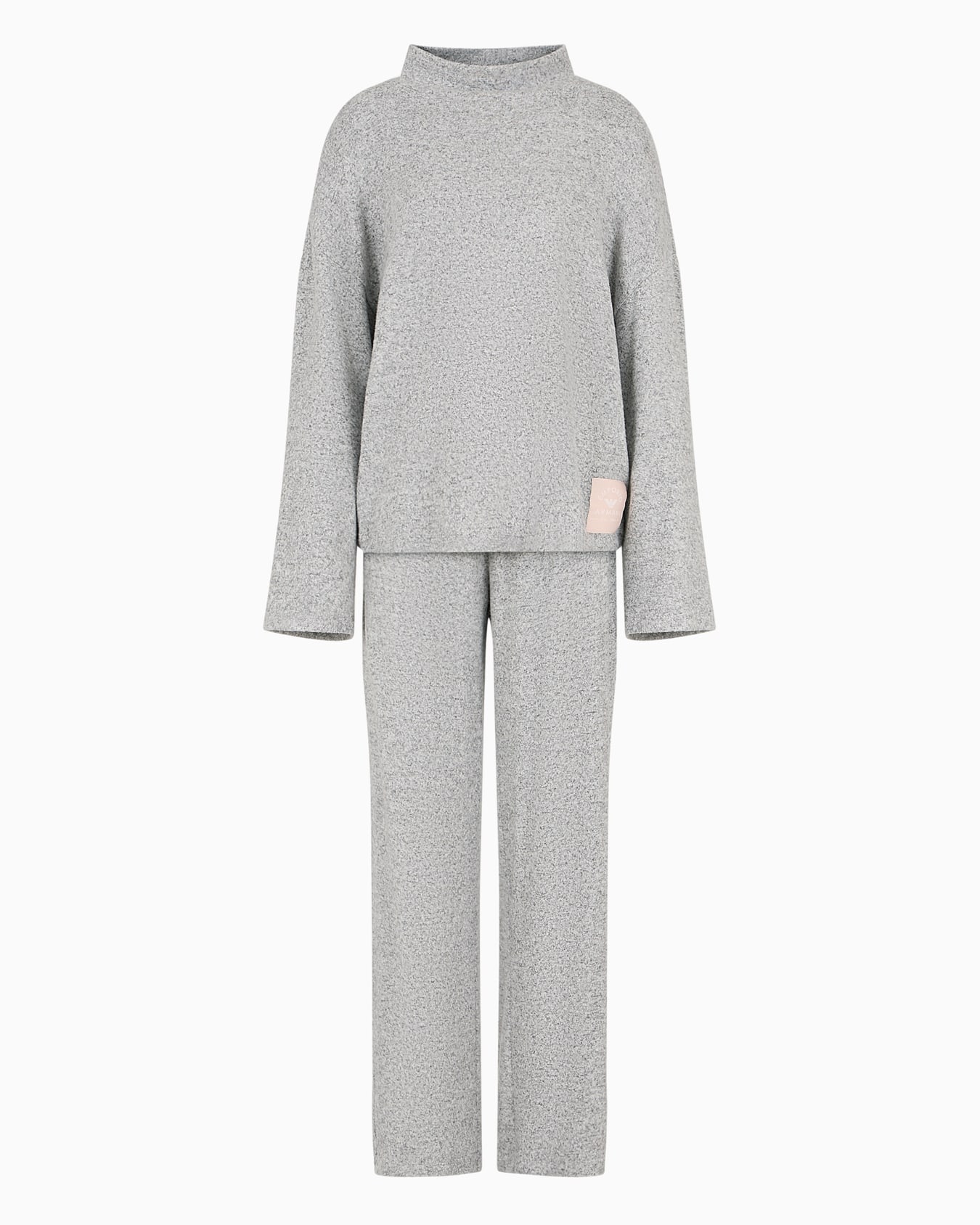 Brushed viscose pyjamas with logo patch Slide 0