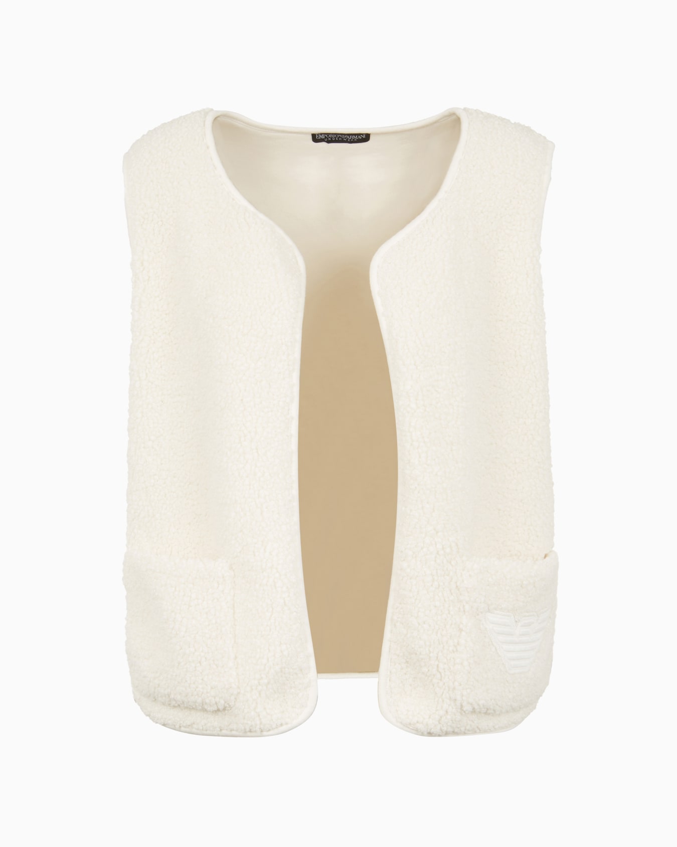 Ärmellose Loungewear-Weste aus flauschigem Stoff mit Adler-Aufnäher Folie 0
