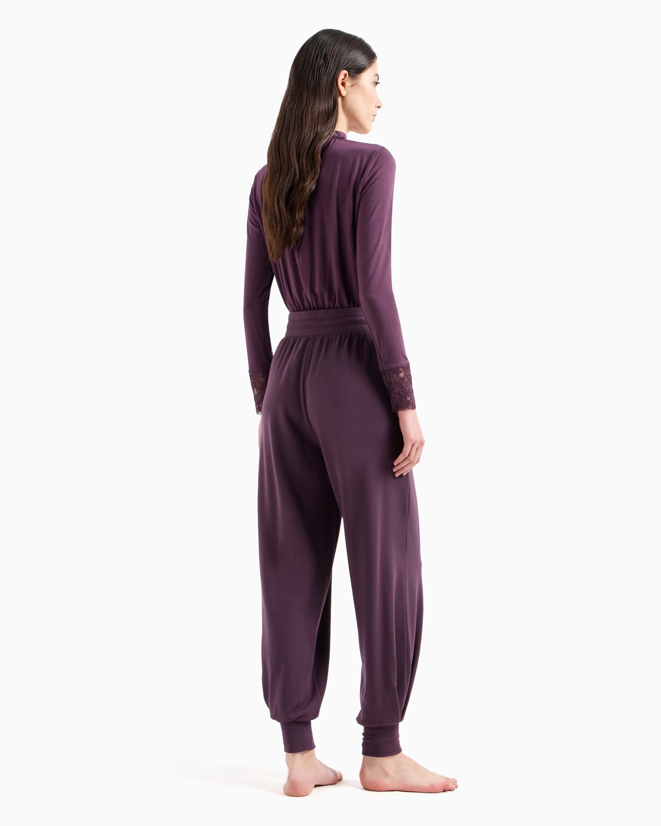 Pantalones de chándal de estar por casa de viscosa con microáguila bordada Diapositiva 2