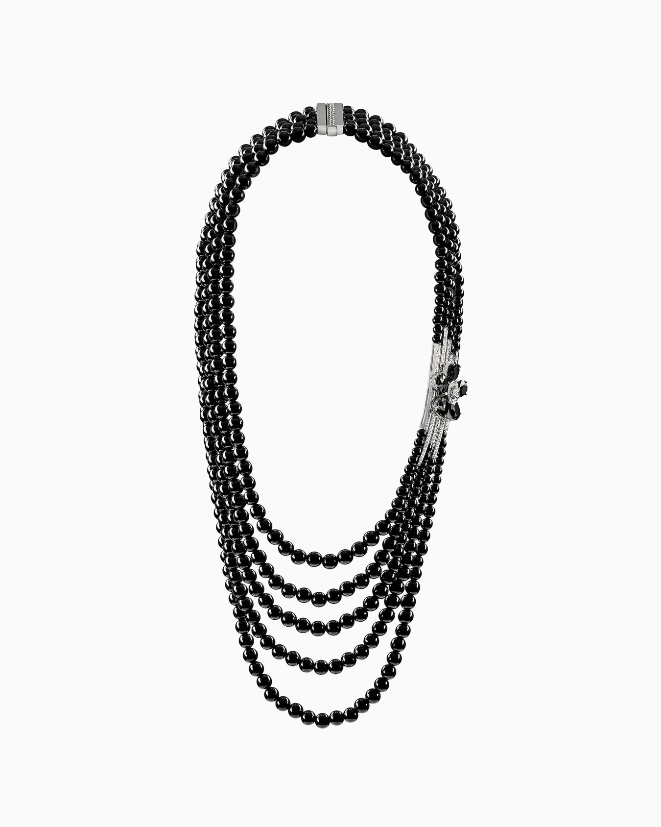 Collier Sì en or blanc 18 carats, diamants et onyx Diapositive 0