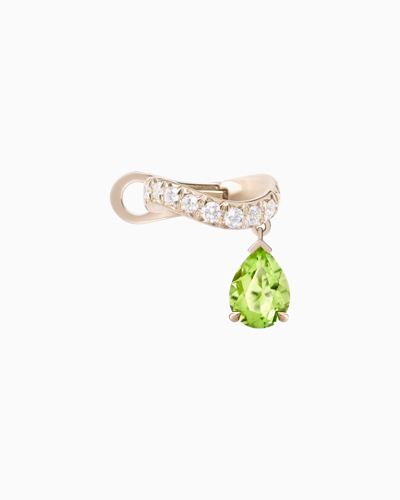 Blanche 18k gold ear cuff with diamonds and peridot Diapositiva 0