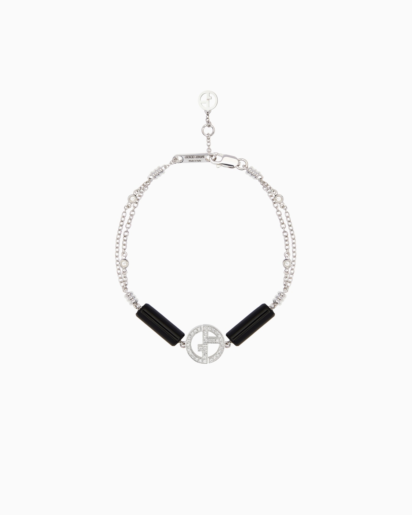 18K white-gold, diamond-and-onyx Borgonuovo bracelet Diapositiva 0