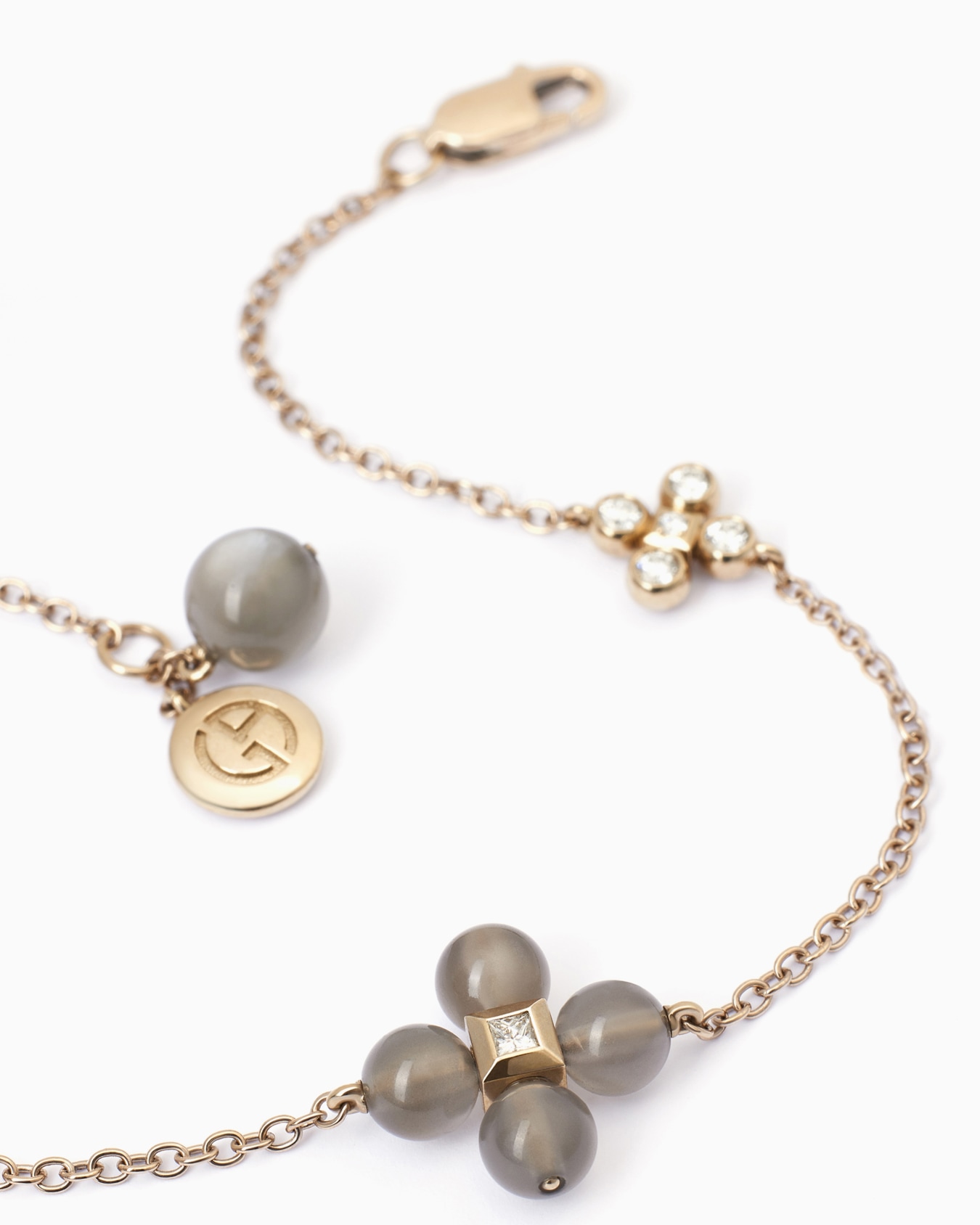 Bracciale Gioia in oro 18 kt, diamanti e pietre di luna Slide 1