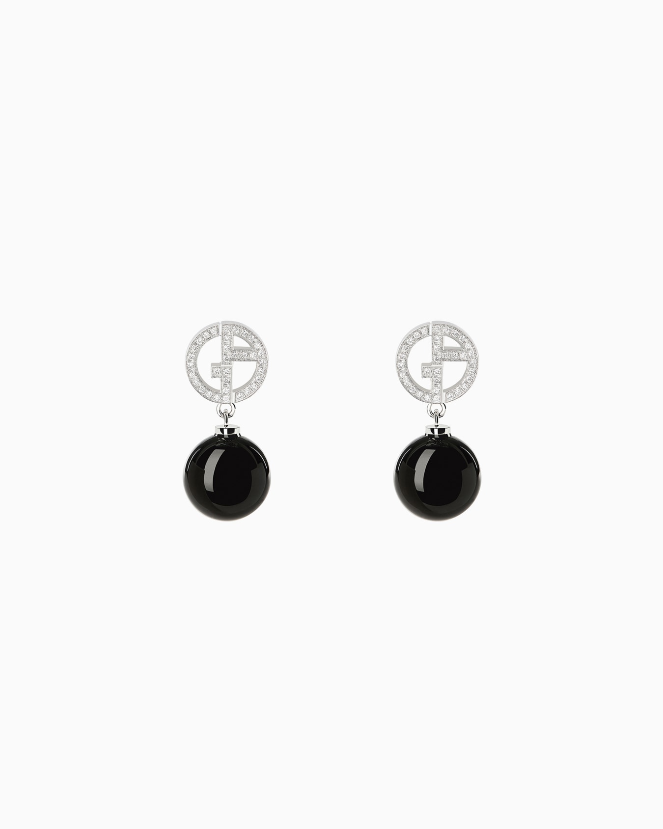 18K white-gold, diamond-and-onyx Borgonuovo earrings Diapositiva 0