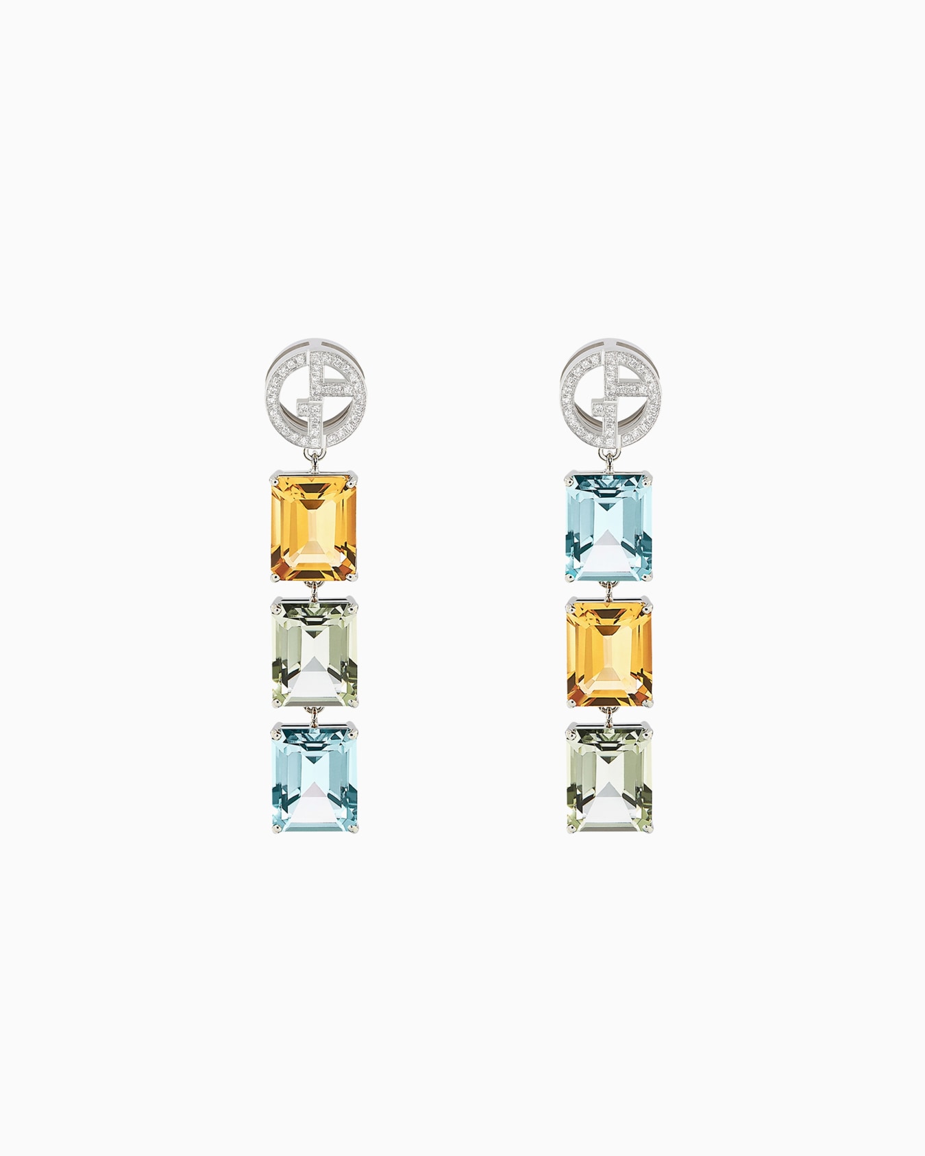 18K white-gold, diamond-and-gemstone Borgonuovo earrings Diapositiva 0