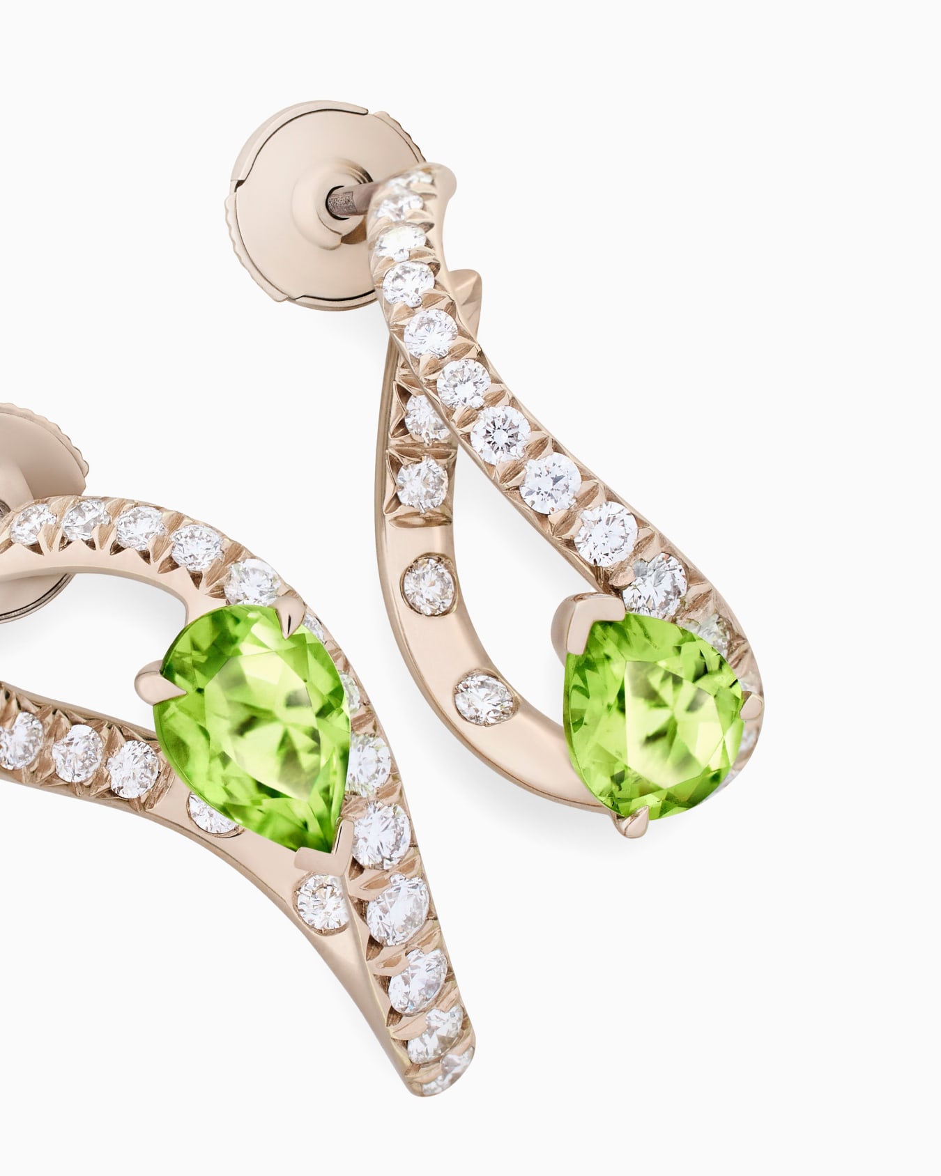Blanche 18k gold earrings with diamonds and peridot Diapositiva 1