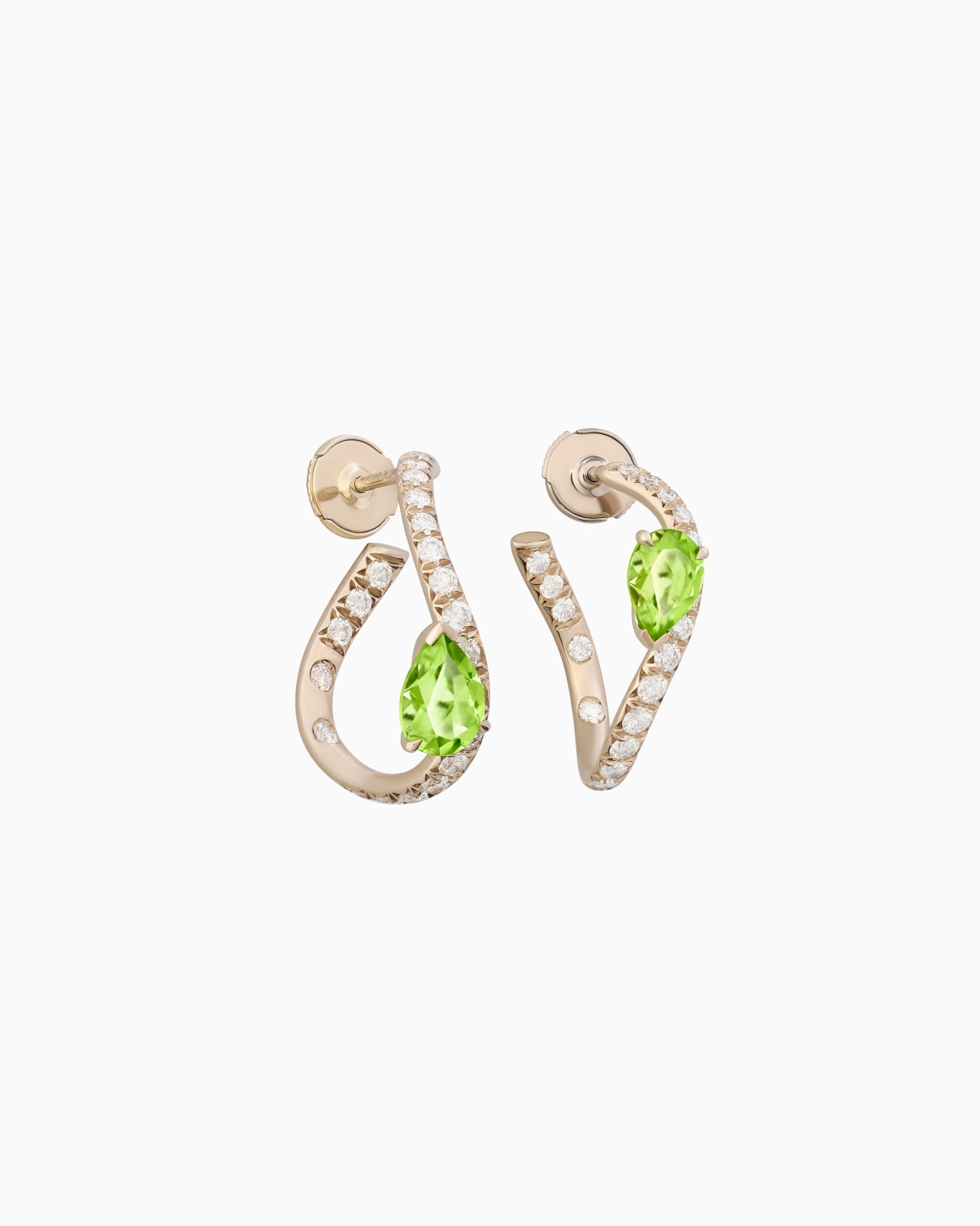 Blanche 18k gold earrings with diamonds and peridot Diapositiva 0