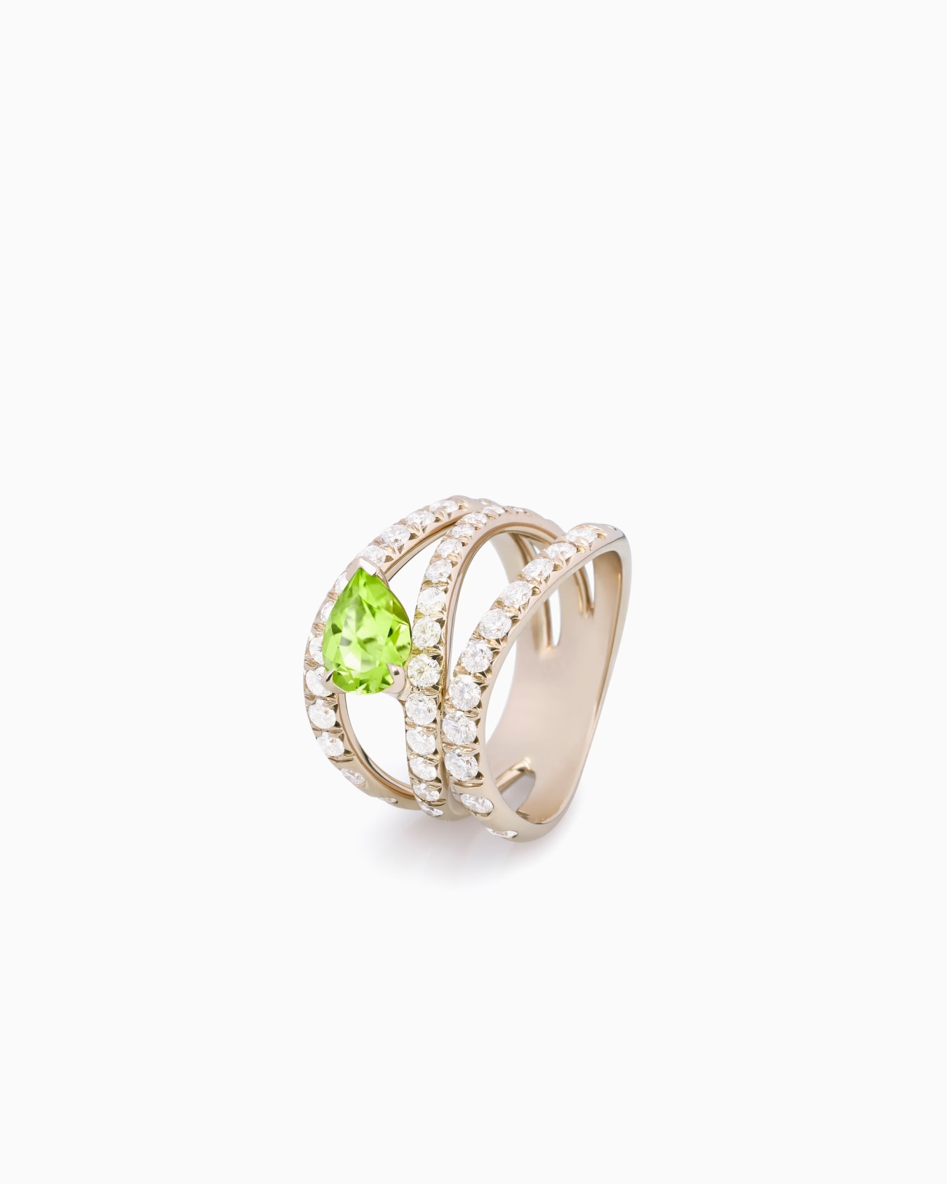 Blanche 18k gold ring with diamonds and peridot Slide 0
