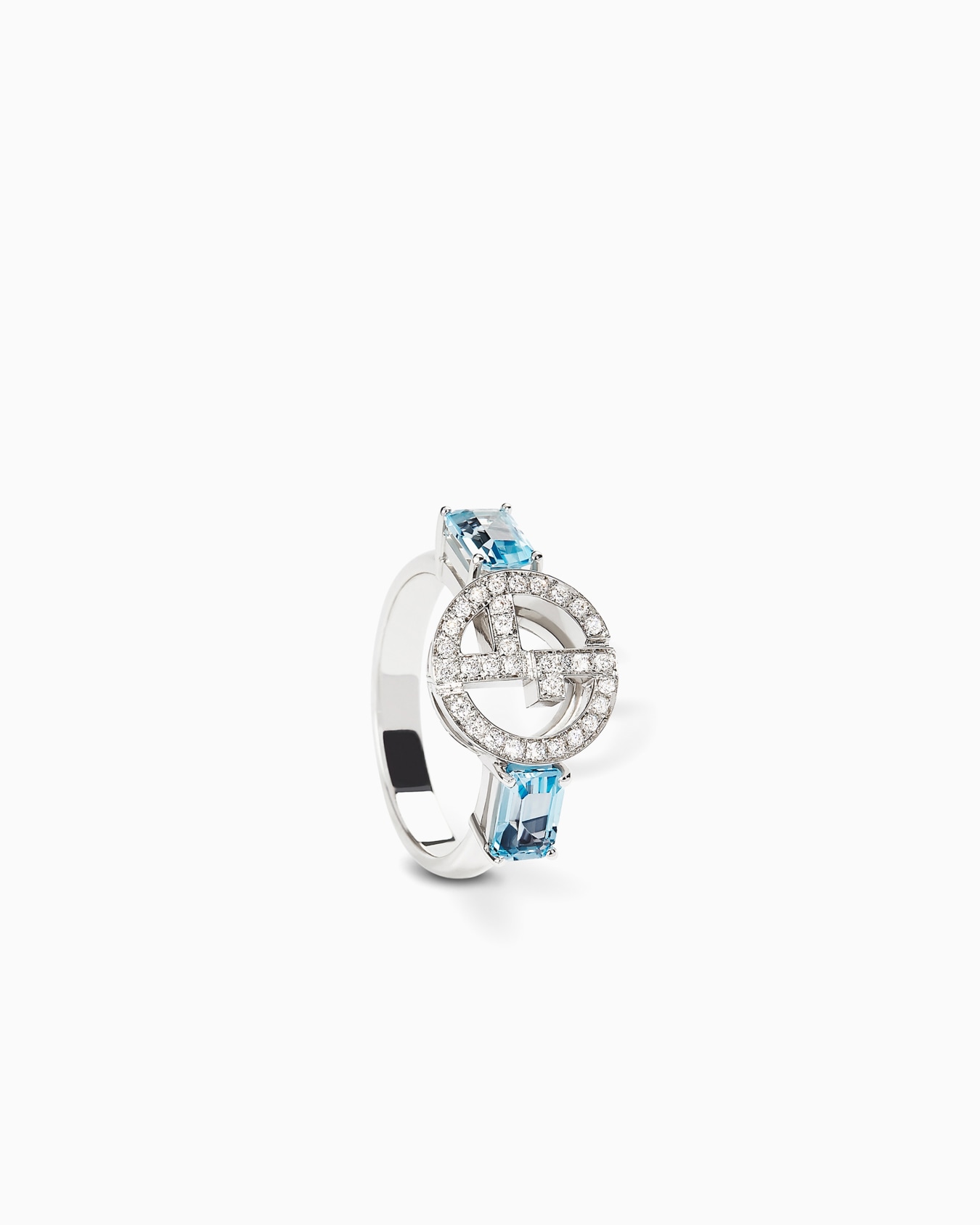 18K white-gold, diamond-and-topaz Borgonuovo ring Diapositiva 0