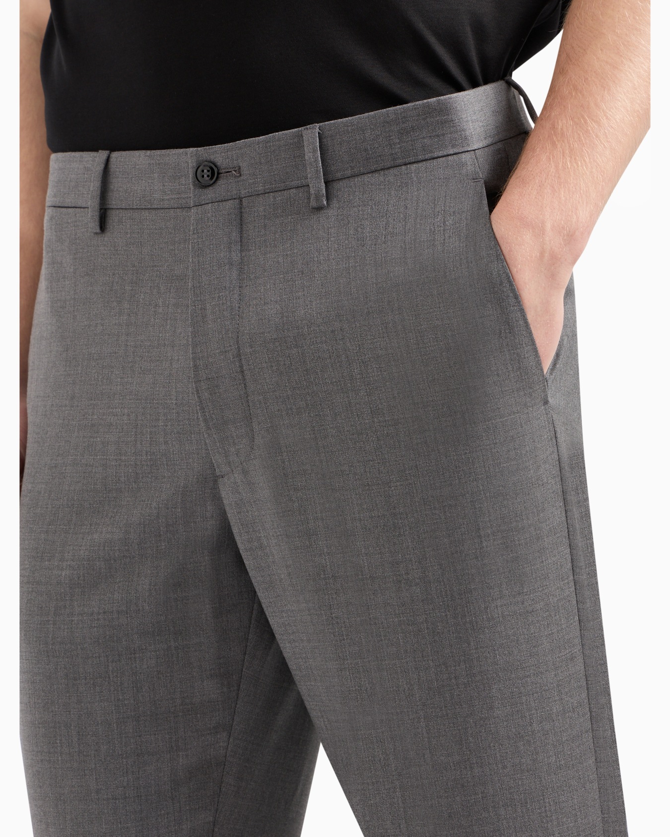 Flat-front trousers in wool and cashmere gabardine Slide 4
