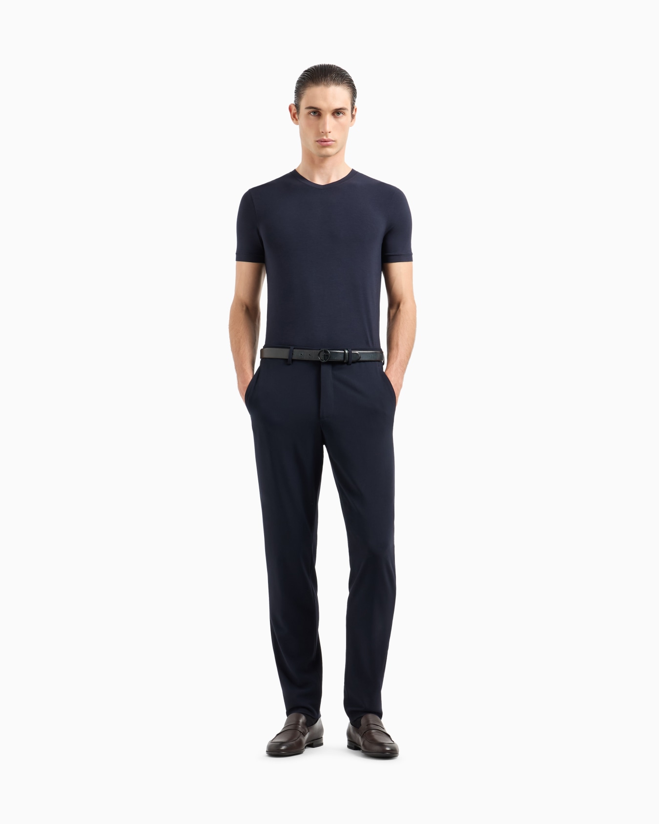 Two-way stretch wool-canvas trousers Slide 1