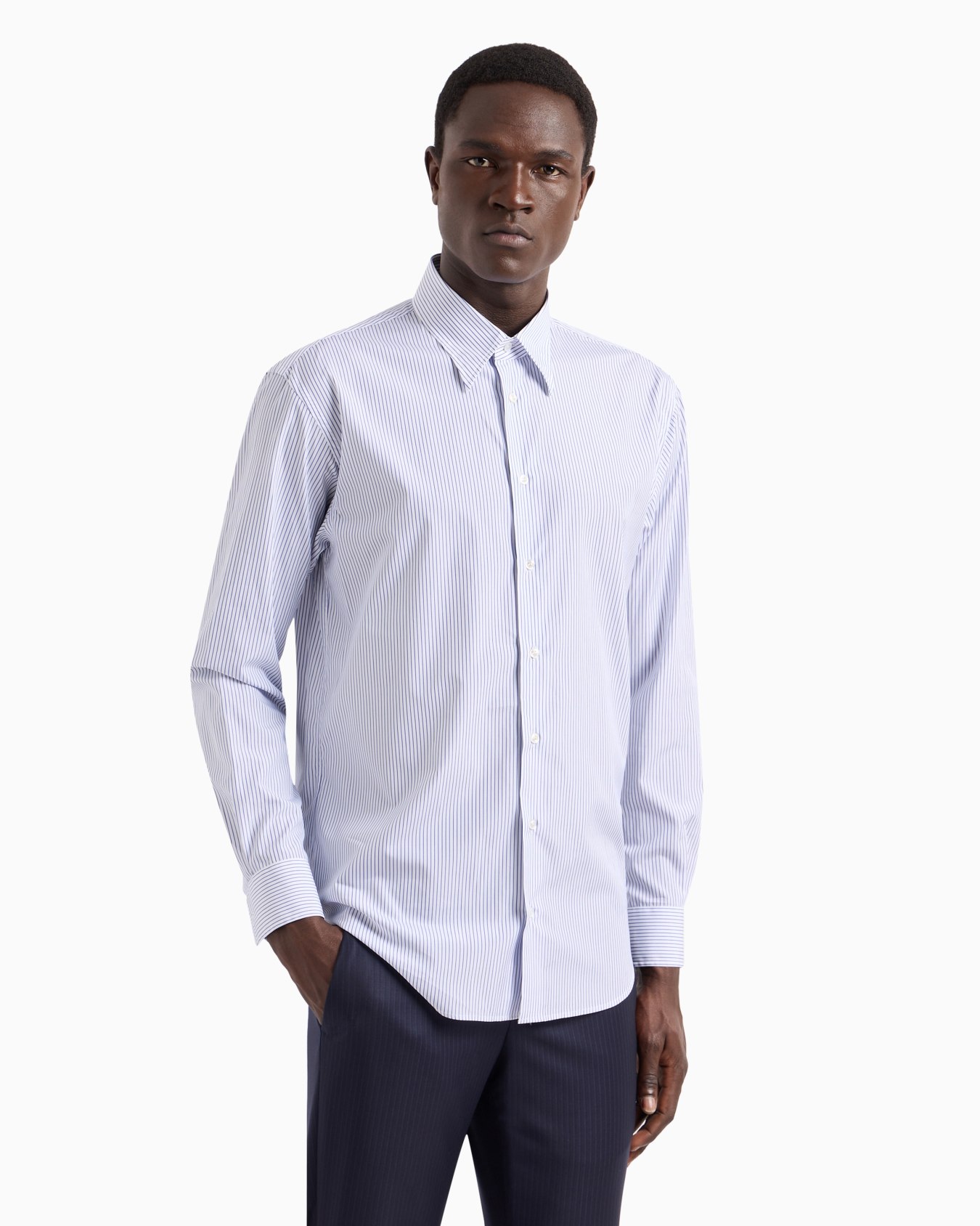 Regular-fit shirt in striped cotton Slide 1