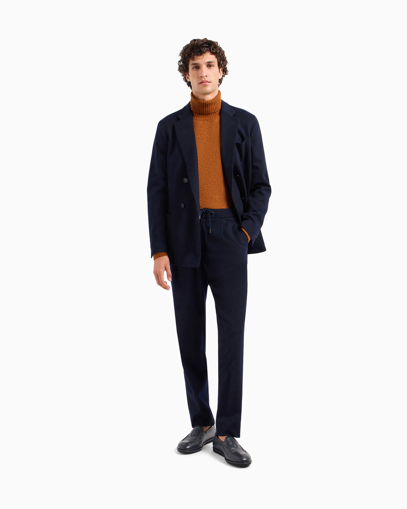 Giorgio Armani Vicuña Pantaloni a una pince in pura vicuña chevron Slide 1