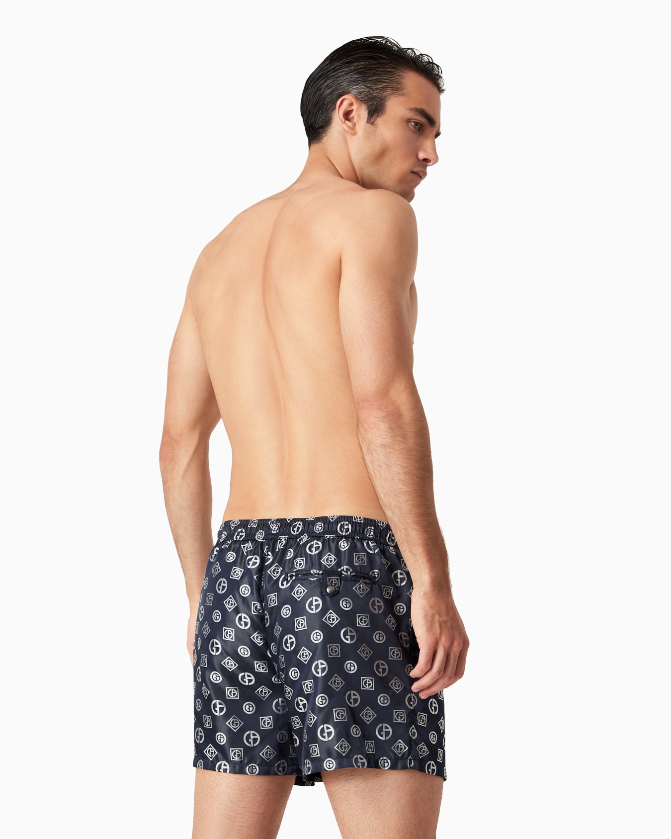 Costume da bagno boxer in tessuto jacquard logo all-over Slide 2