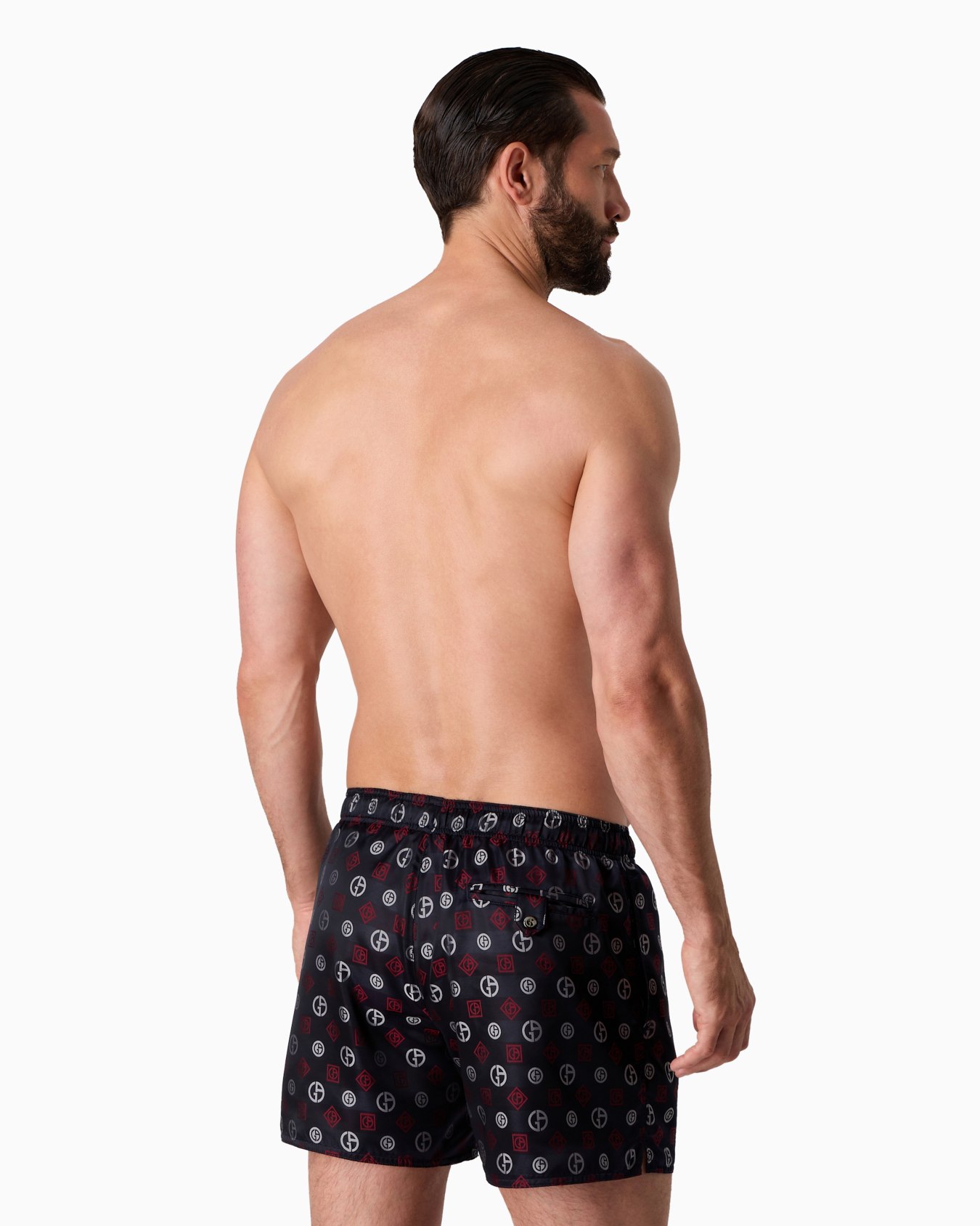 Swim trunks with an all-over logo jacquard Slide 2