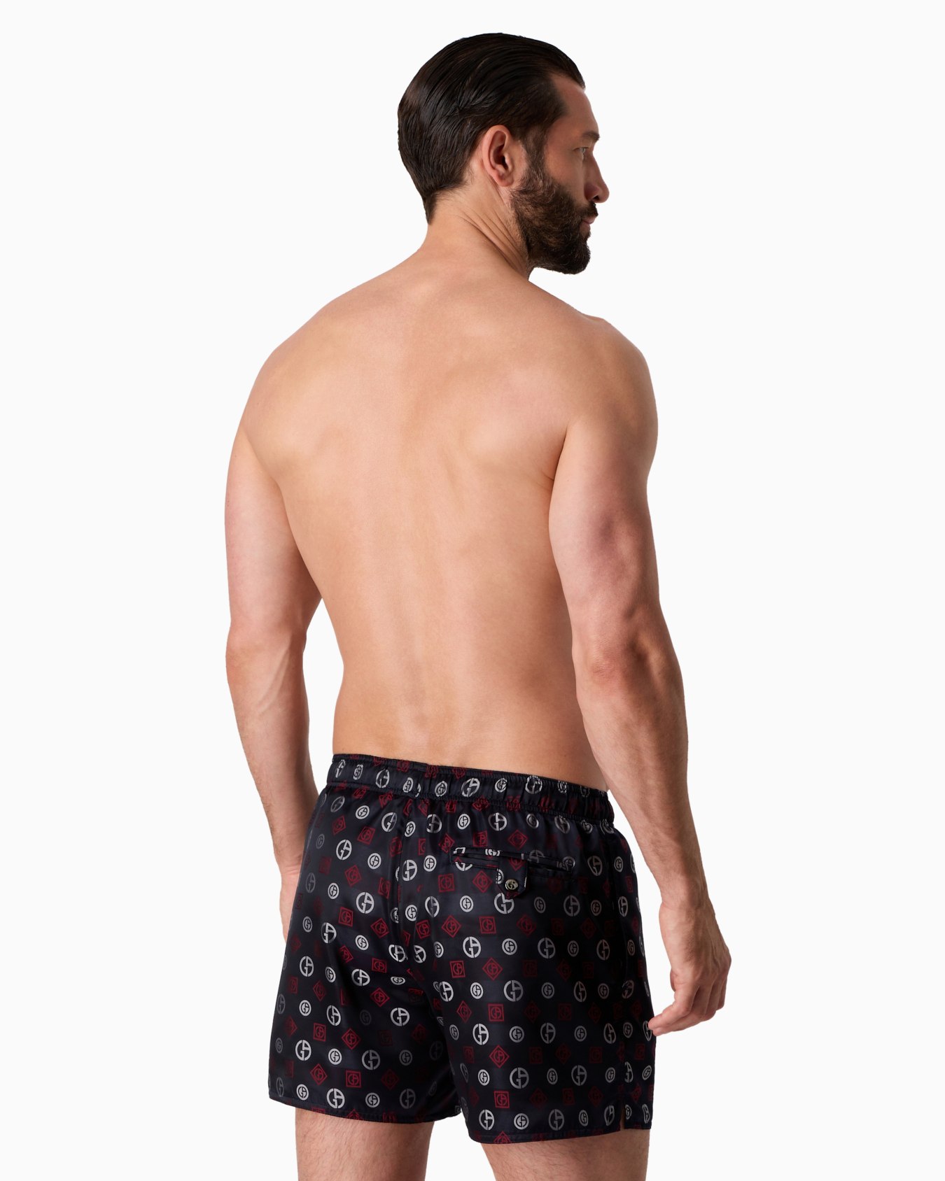 Swim trunks with an all-over logo jacquard Slide 2