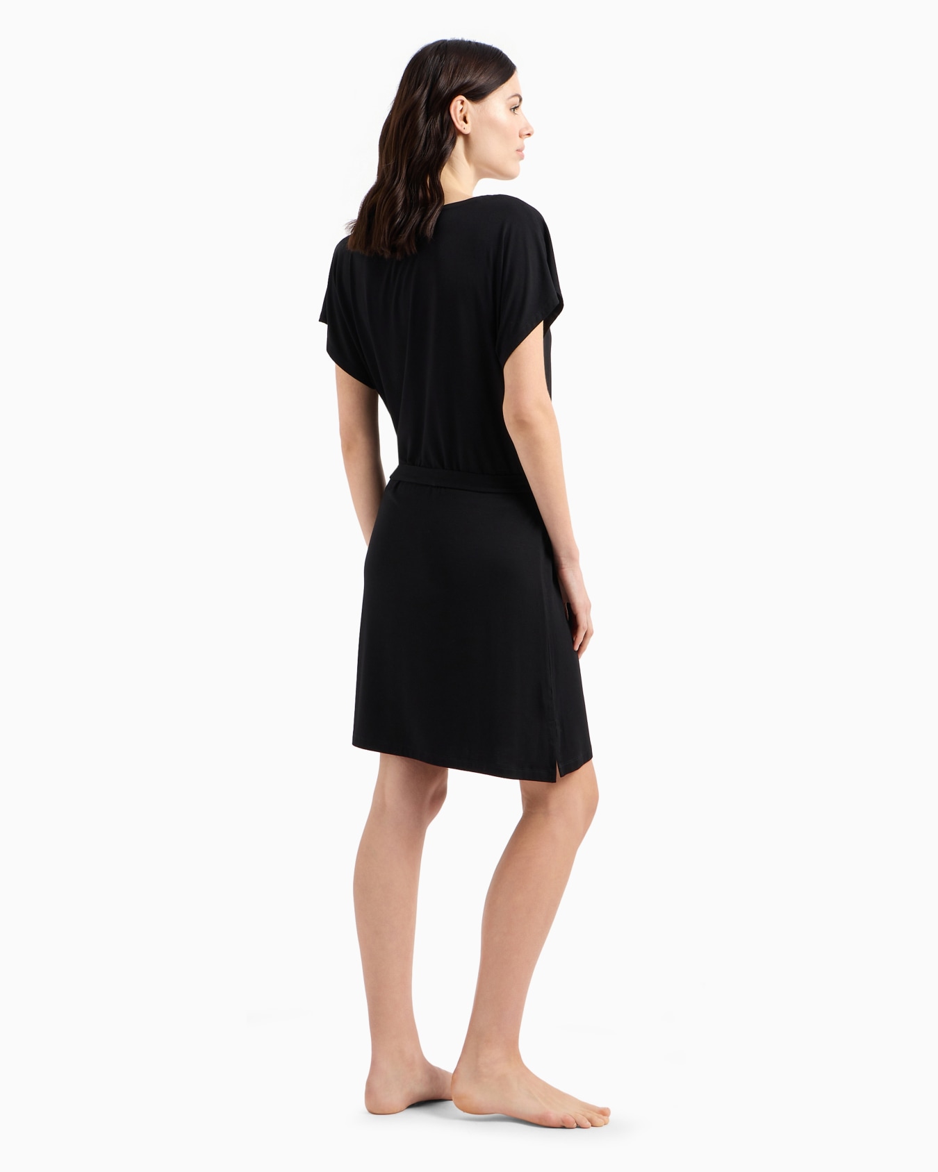 Stretch-viscose beachwear dress with micro-studded logo and sash Slide 2