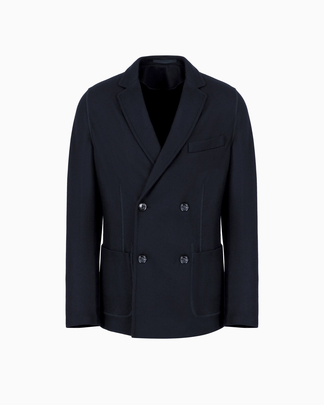 Icon double-breasted jacket in fulled cashmere interlock Slide 0