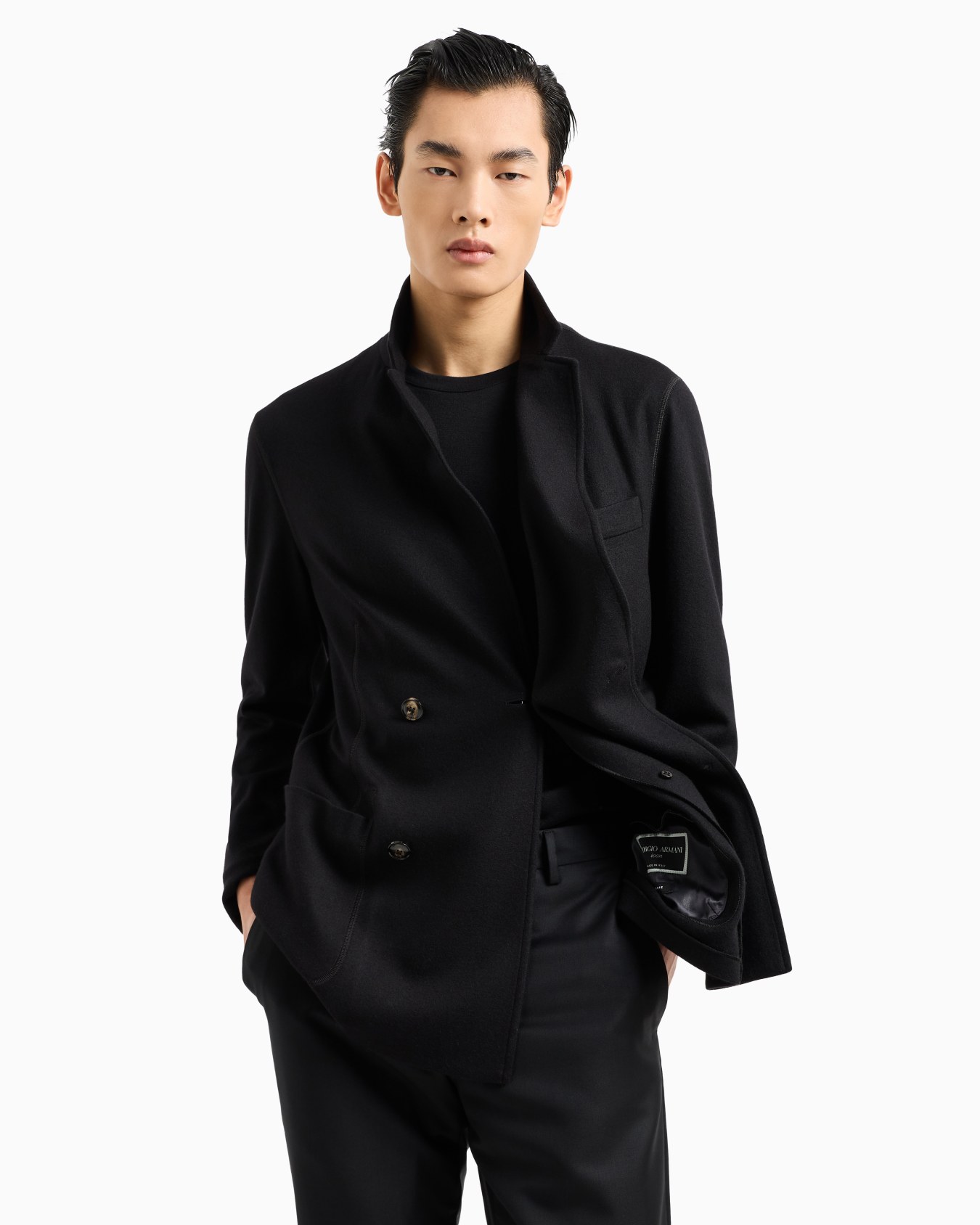 Veste croisée Icon en interlock de cachemire foulé Diapositive 5